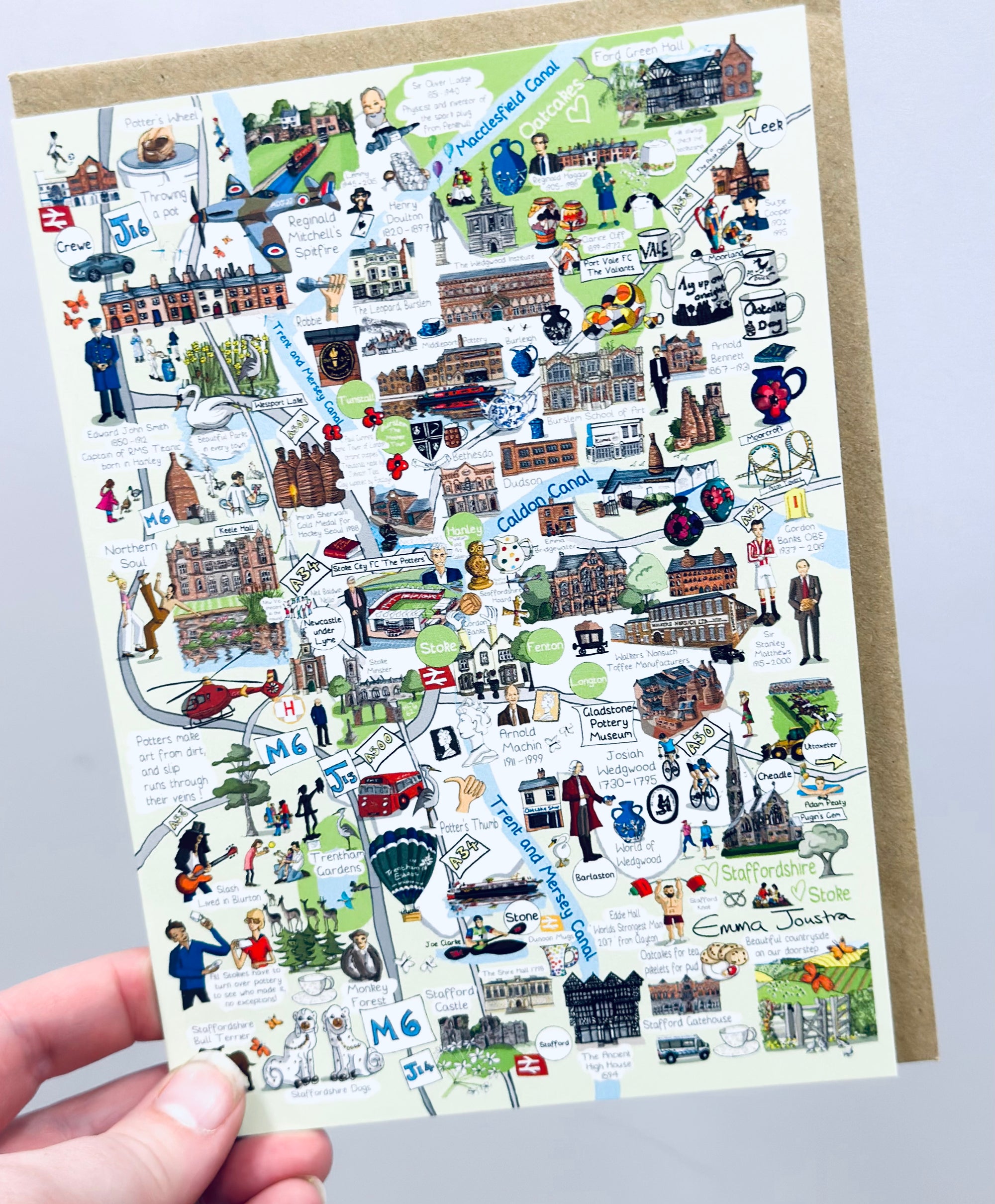 Emma Joustra Six Towns of The Potteries Map Card