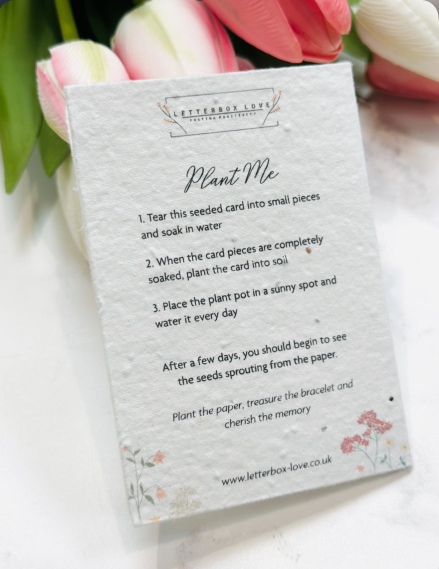 Letterbox Love Seeded Card Bracelet - Open Heart - Happy Birthday