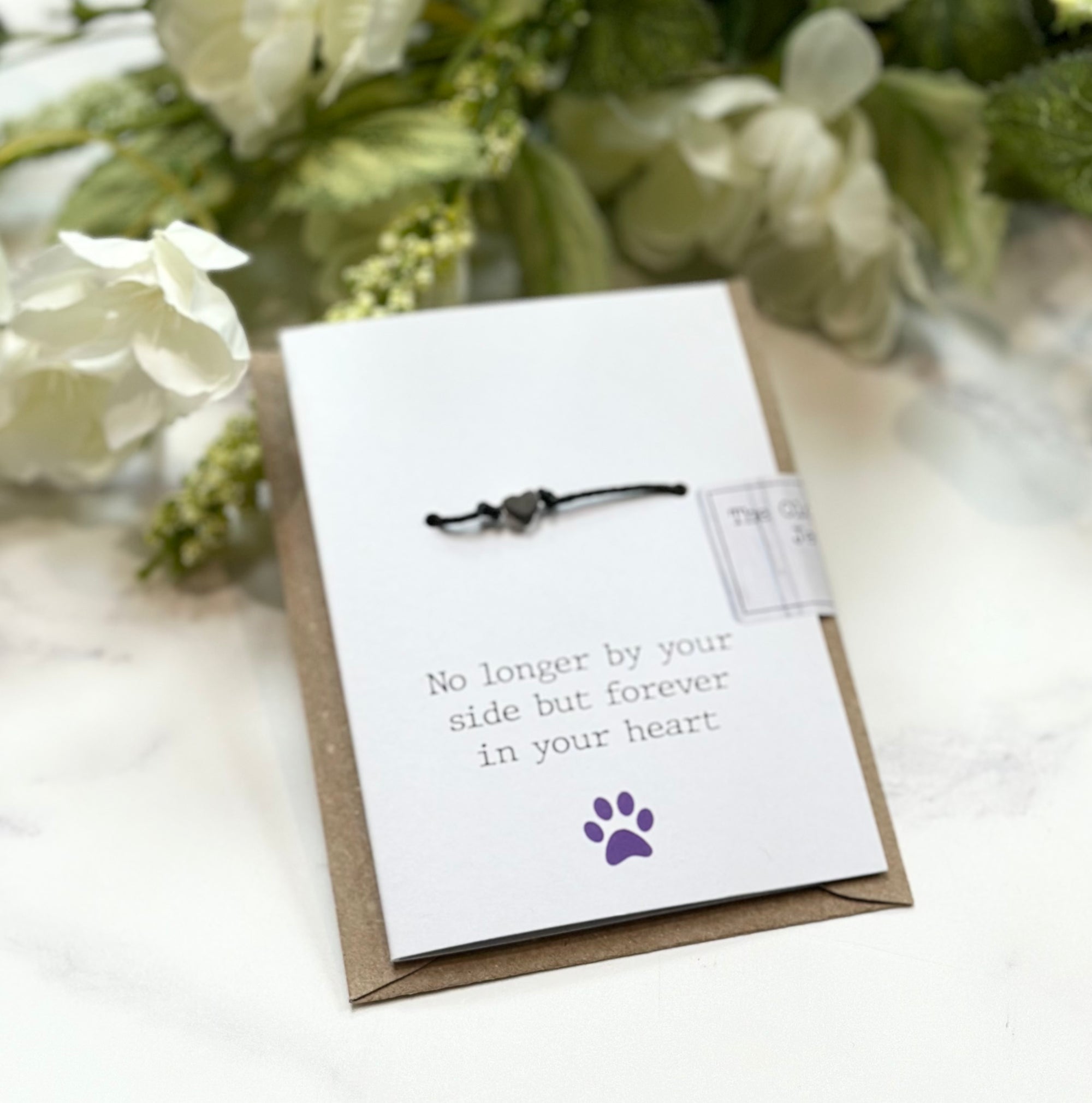 Pet - No Longer by Your Side - Heart/Star Black Cord Wish Bracelet