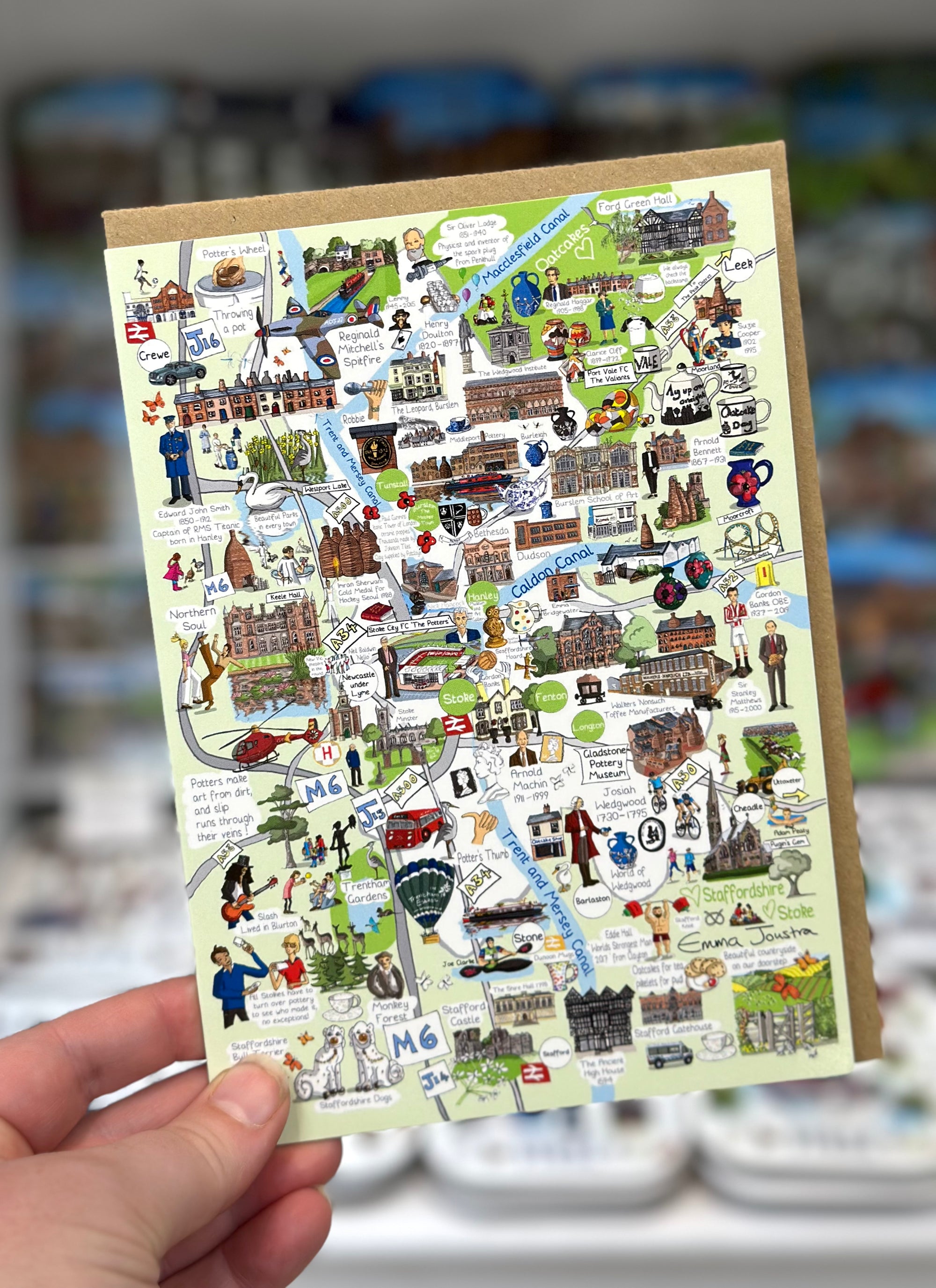 Emma Joustra Six Towns of The Potteries Map Card
