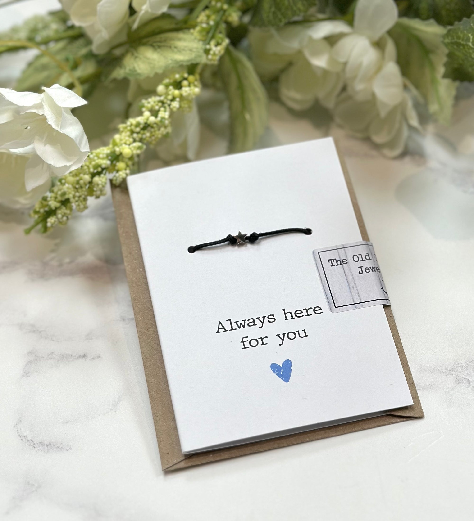 Always Here For You - Star/Heart Black Cord Wish Bracelet