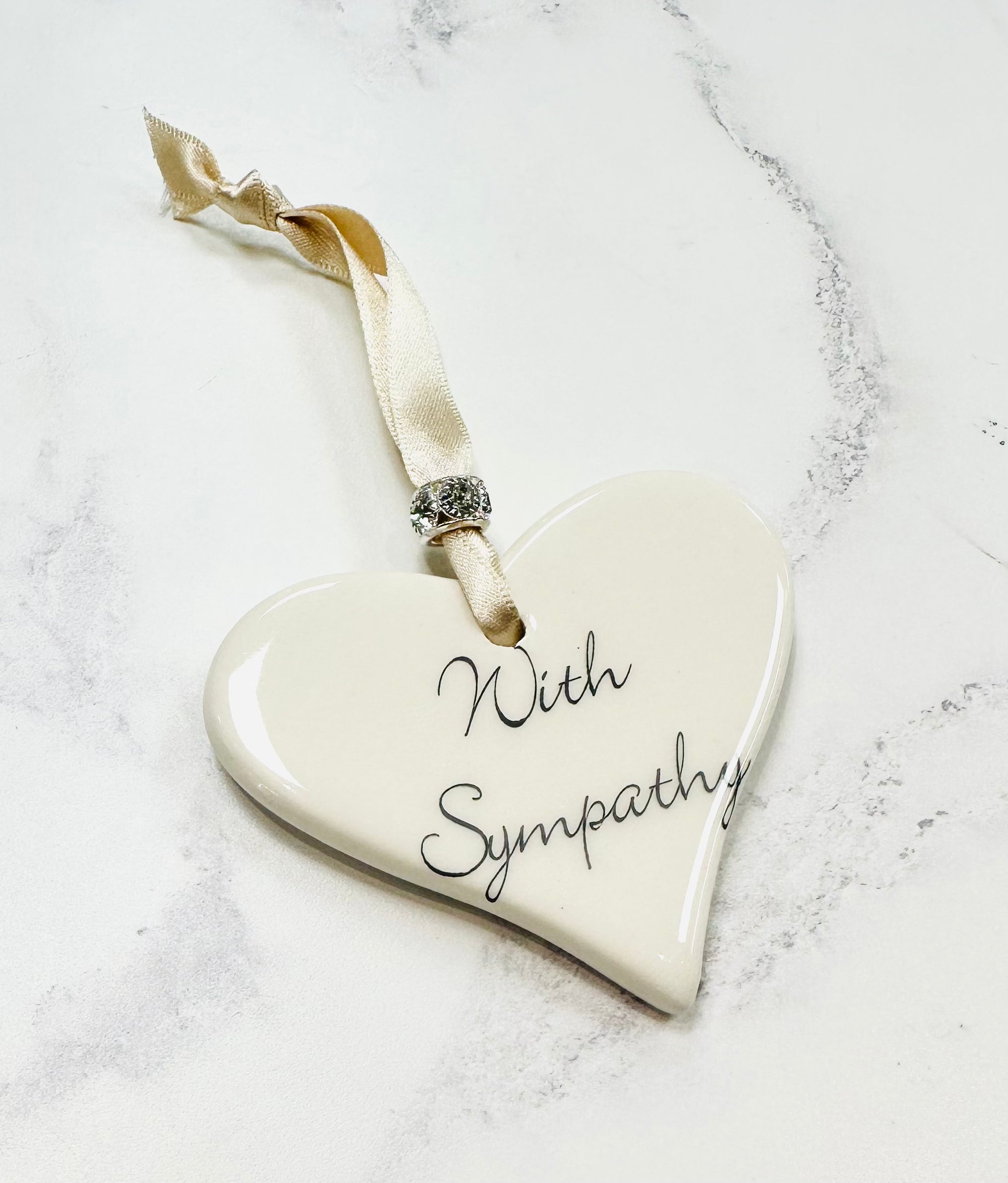 Dimbleby Ceramics Sentiment Hanging Heart - With Sympathy