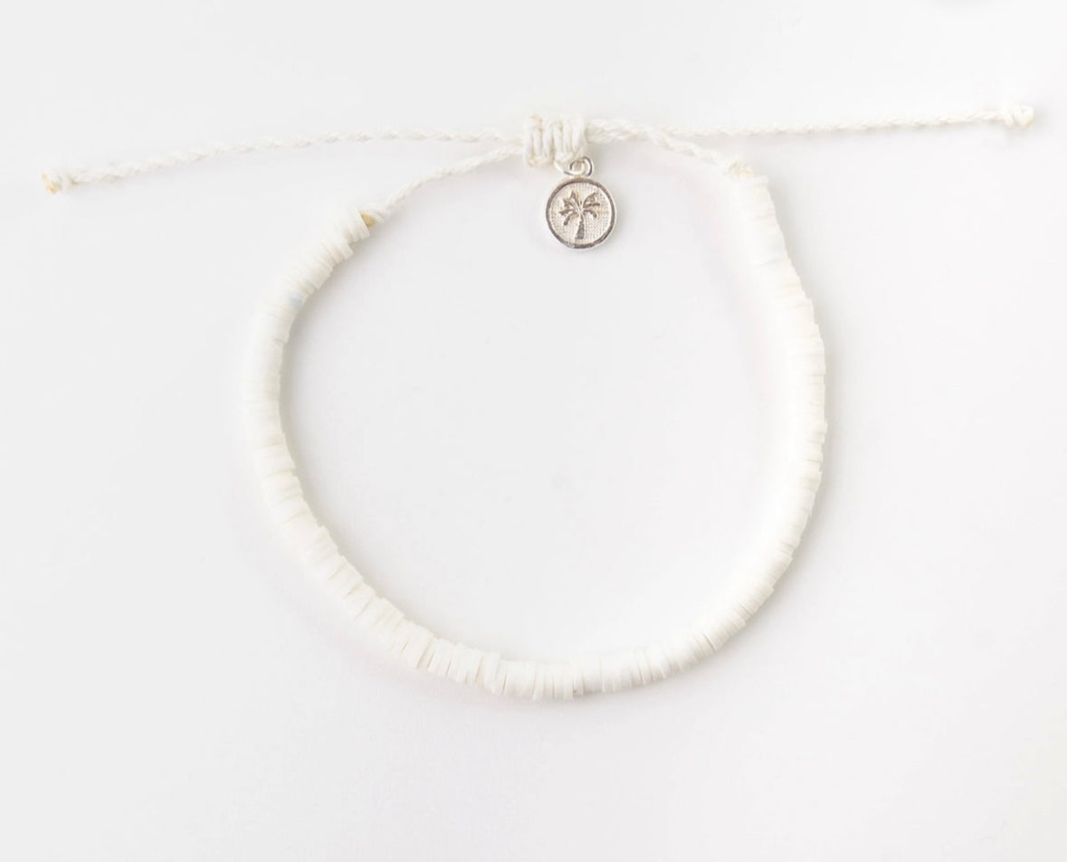 Pineapple Island Cossie Clay Beaded Anklet - White