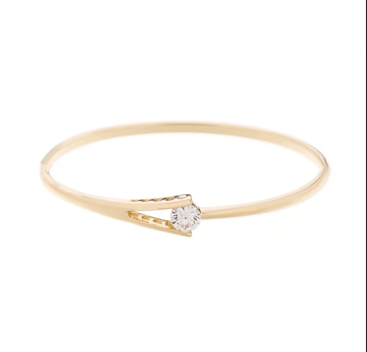 Park Lane Gold & Single Cubic Zirconia Bangle Bracelet - Gold