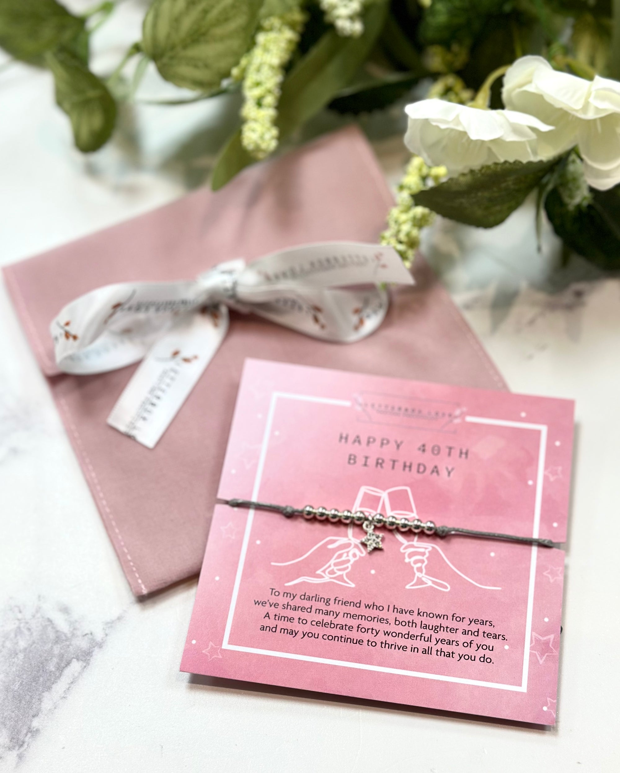 Letterbox Love Happy 40th Birthday Cord Bracelet