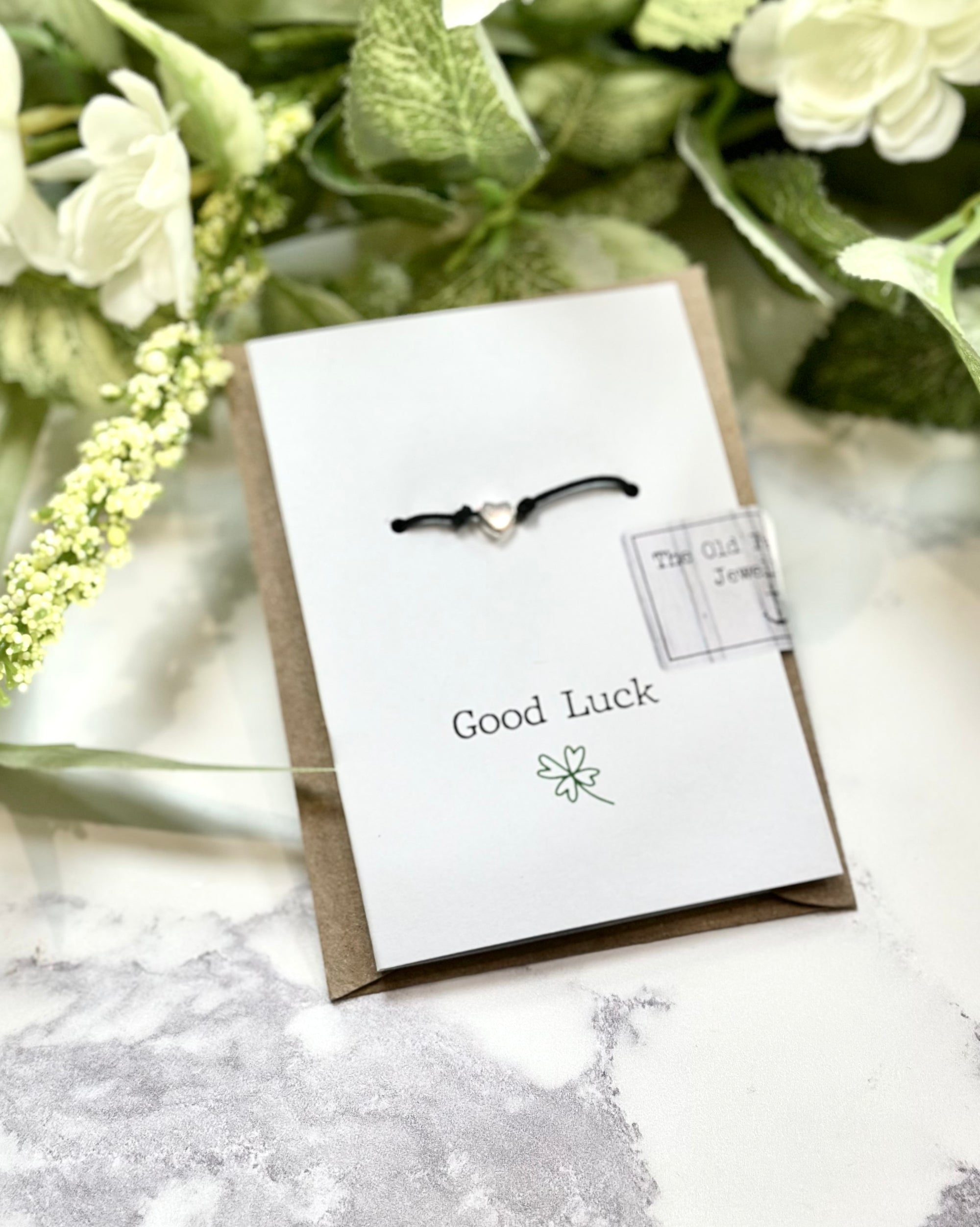 Good Luck - Star/Heart Black Cord Wish Bracelet