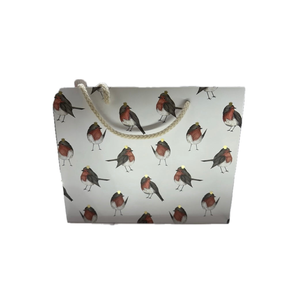 The Art File Christmas Robins Landscape Medium Gift Bag