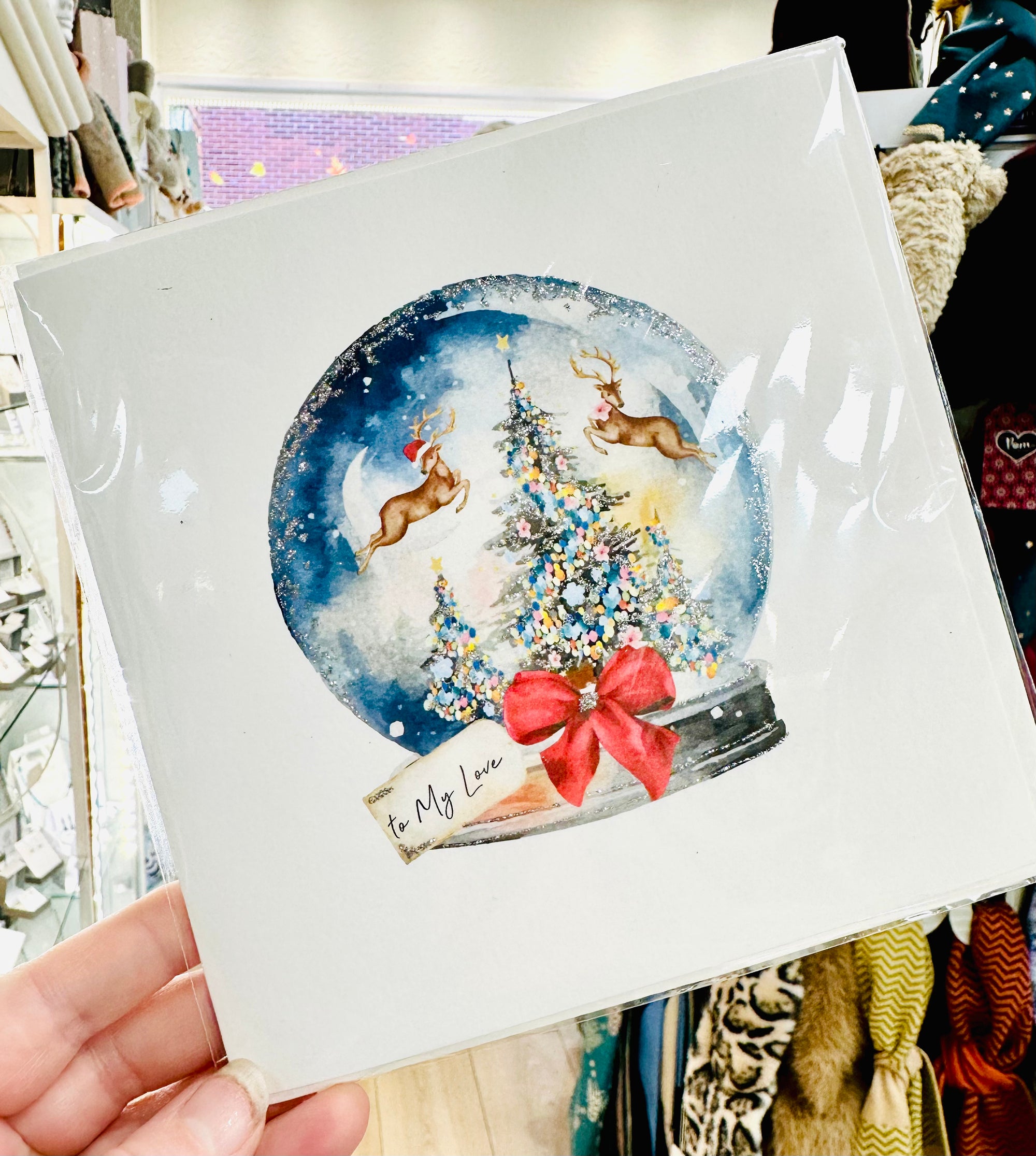 Five Dollar Shake - To my Love - Reindeer Snowglobe - Christmas Card
