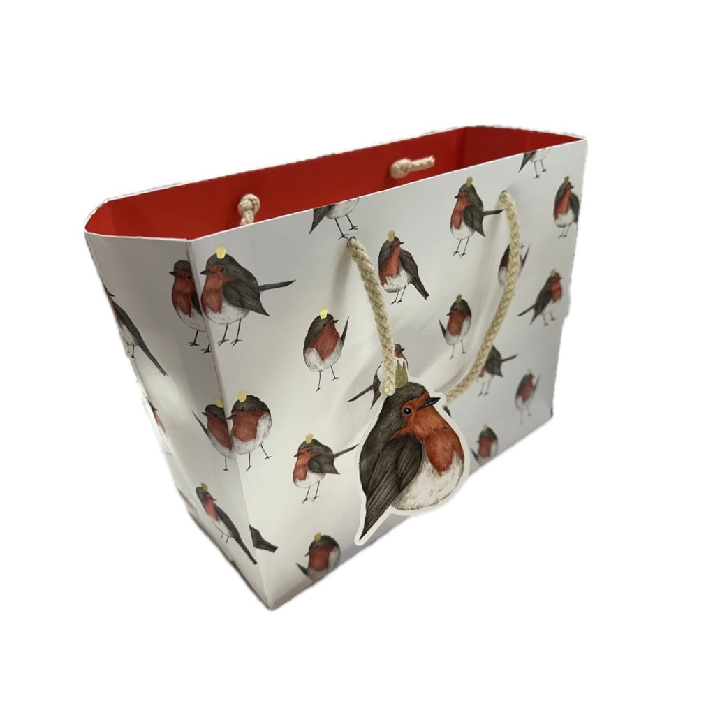 The Art File Christmas Robins Landscape Medium Gift Bag