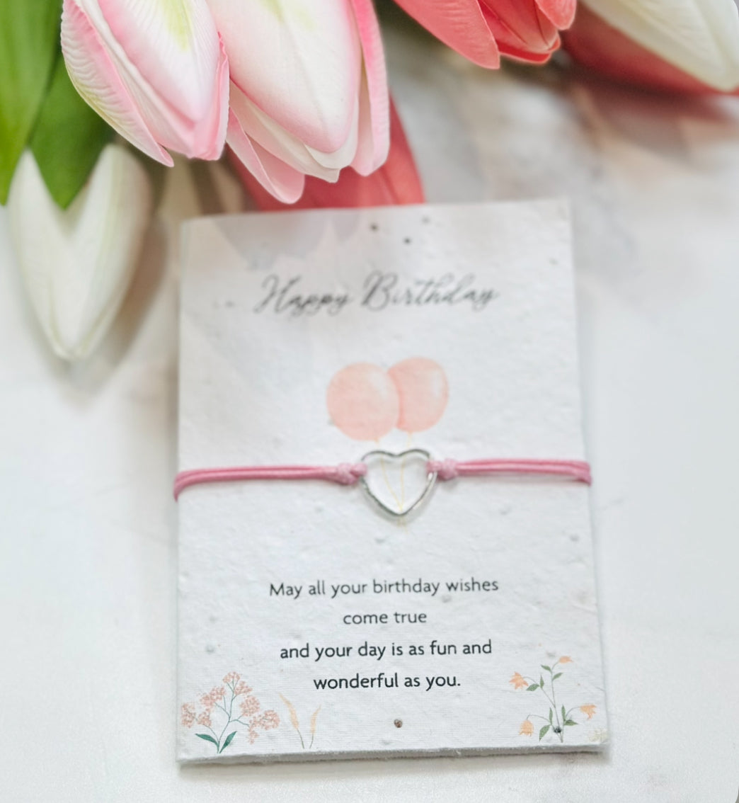 Letterbox Love Seeded Card Bracelet - Open Heart - Happy Birthday