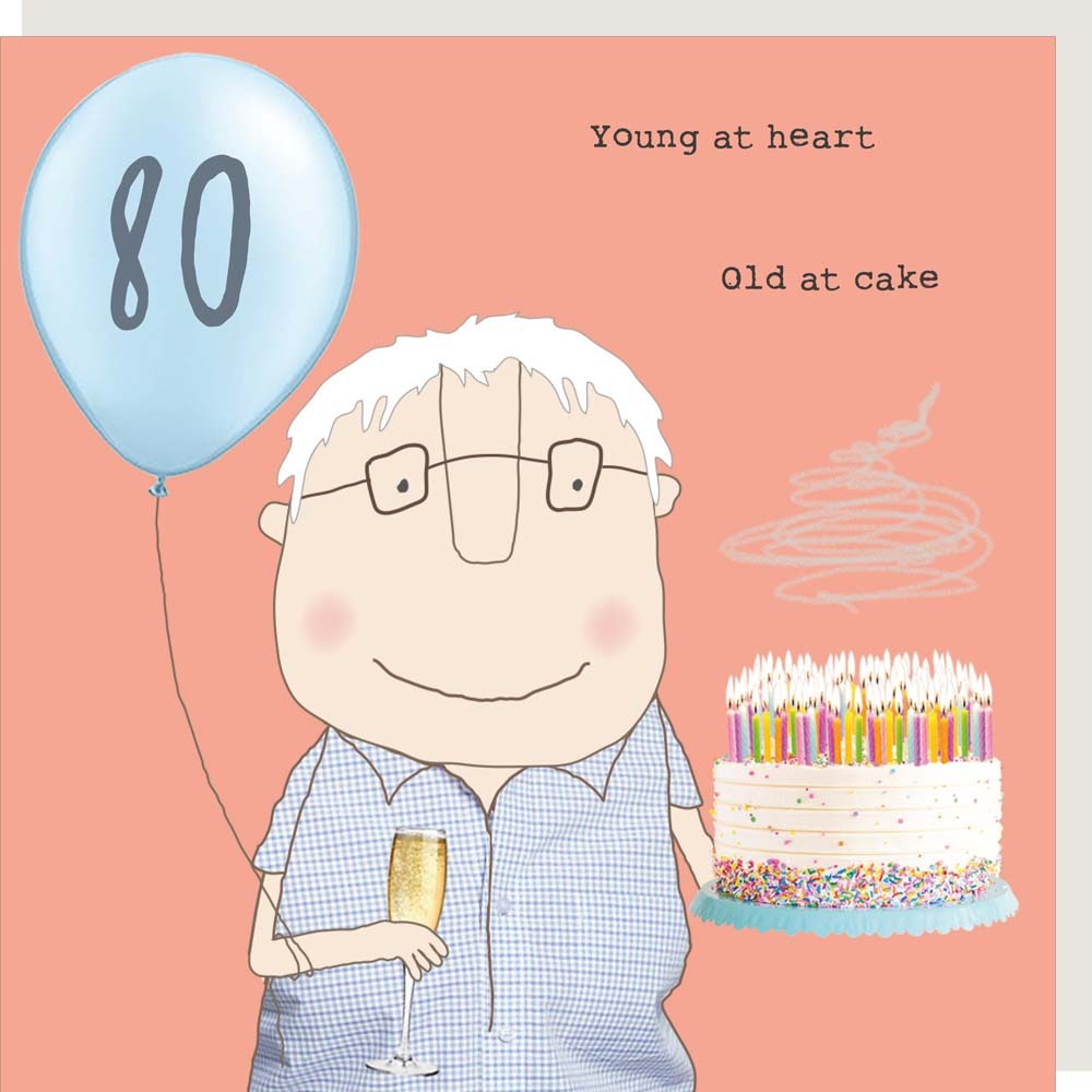 Rosie Made A Thing - Boy 80th Old Cake - Birthday Card