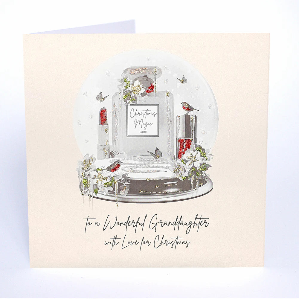 Five Dollar Shake -Perfume & Make Up Snow Globe Granddaughter Christmas Card