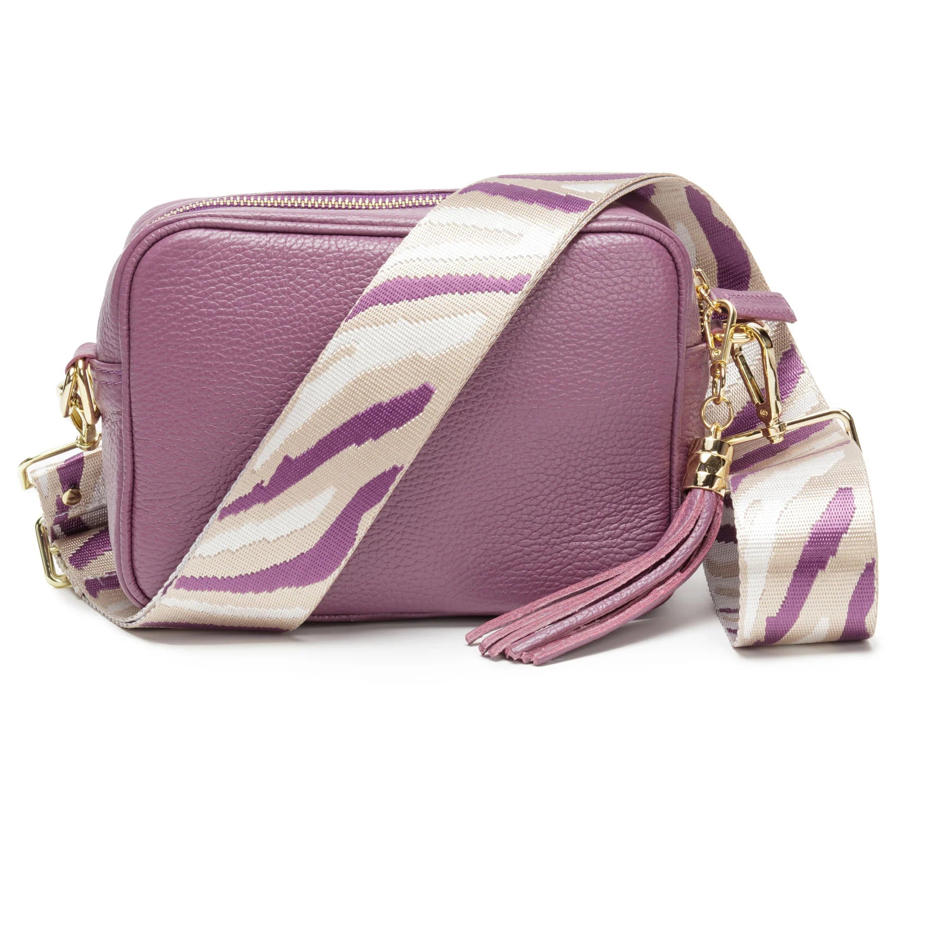 Elie Beaumont Designer PLUM ZEBRA Adjustable Crossbody Bag Strap (Gold fittings)