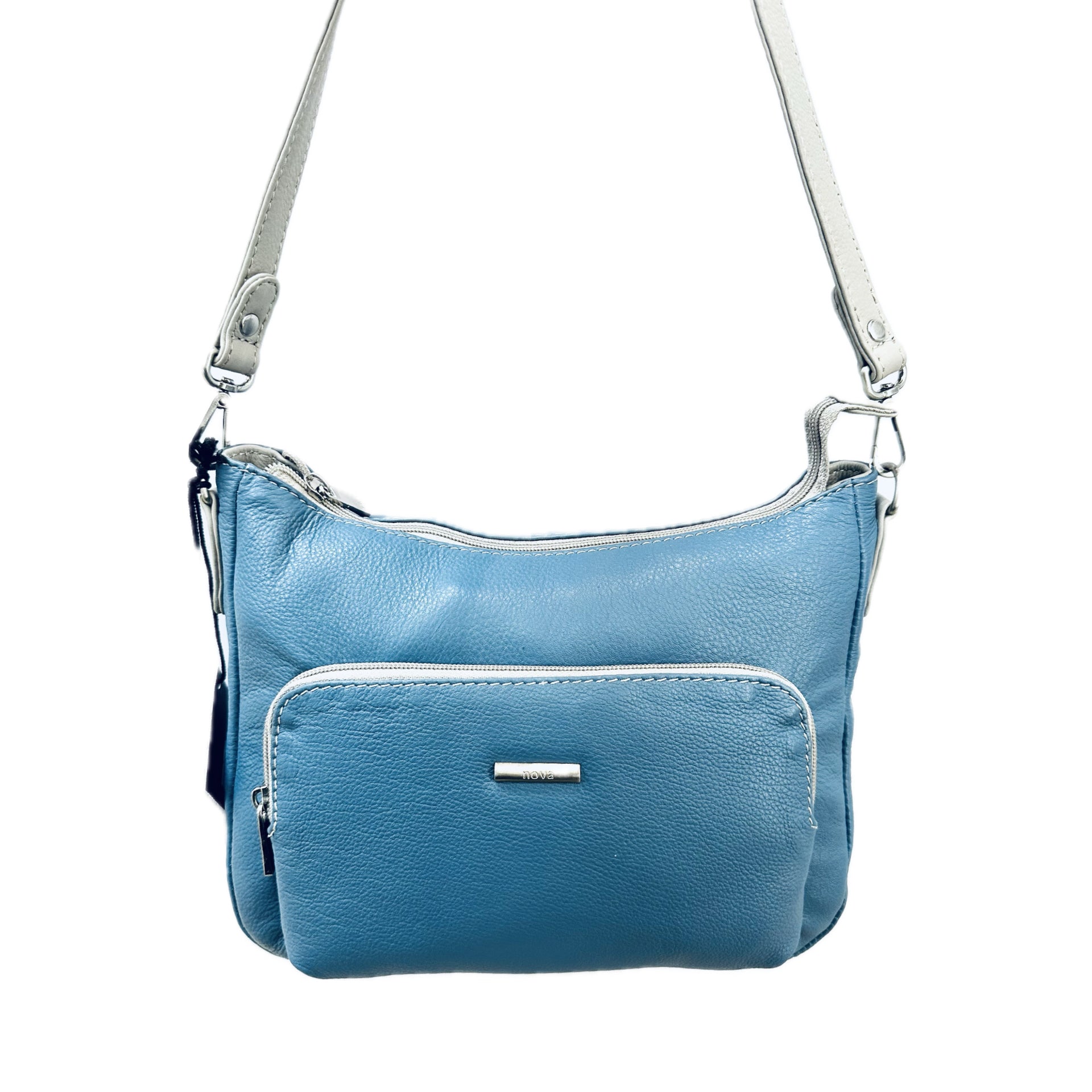Nova Leathers Crossbody Medium - Blue/Dove Grey (8105)