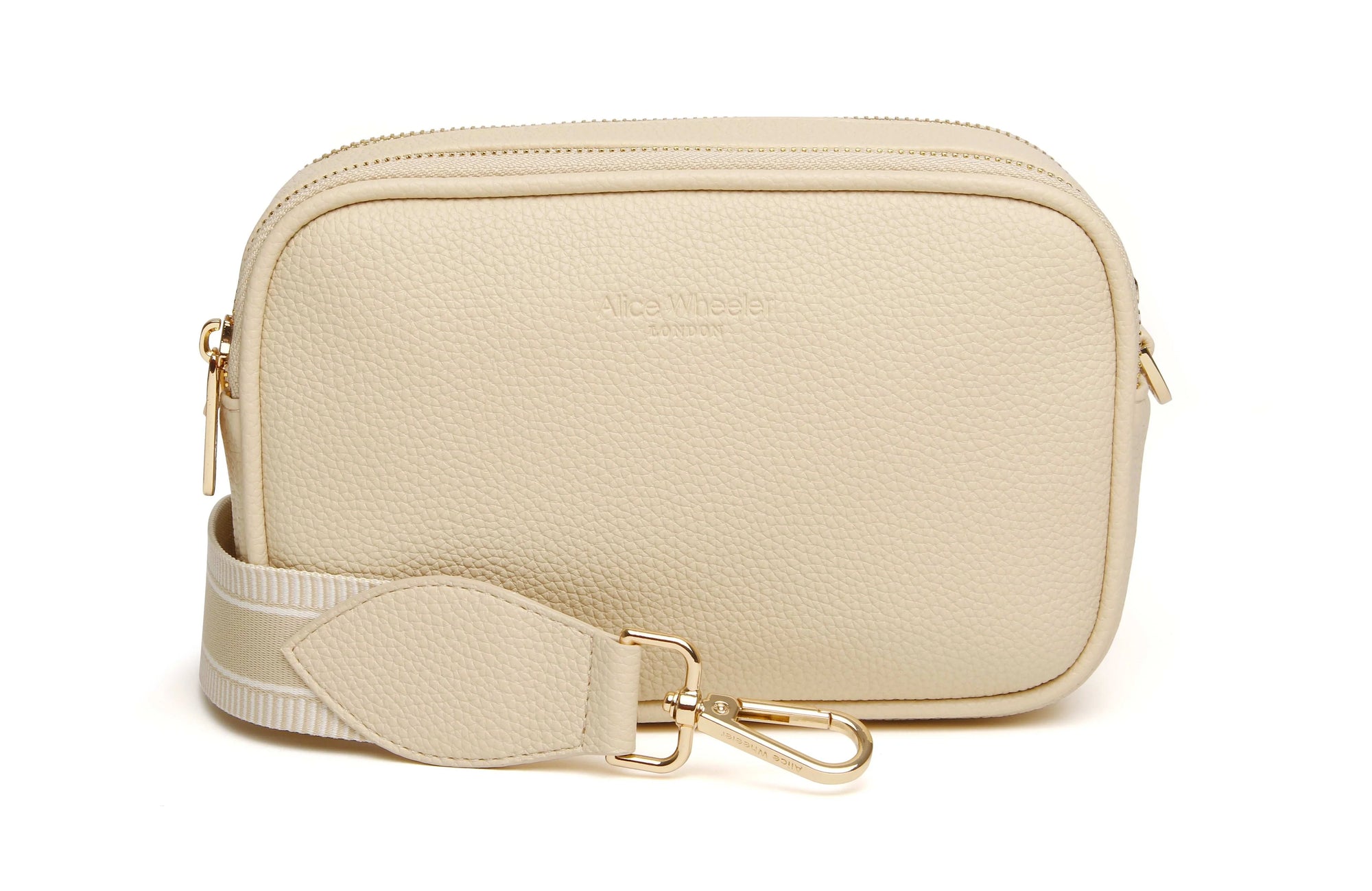 Alice Wheeler Pimlico Double Zip Small Crossbody Handbag - Ivory