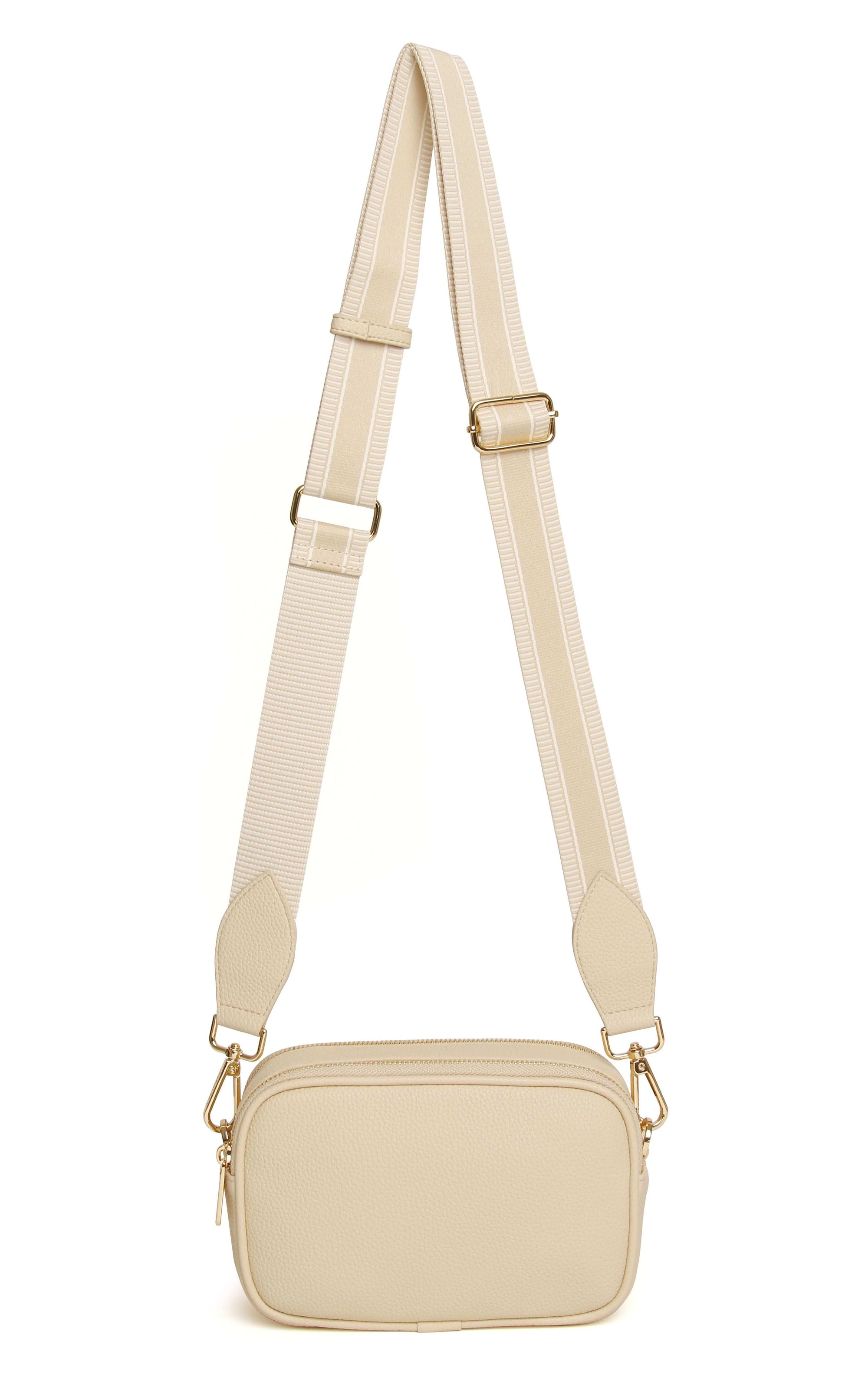Alice Wheeler Pimlico Double Zip Small Crossbody Handbag - Ivory