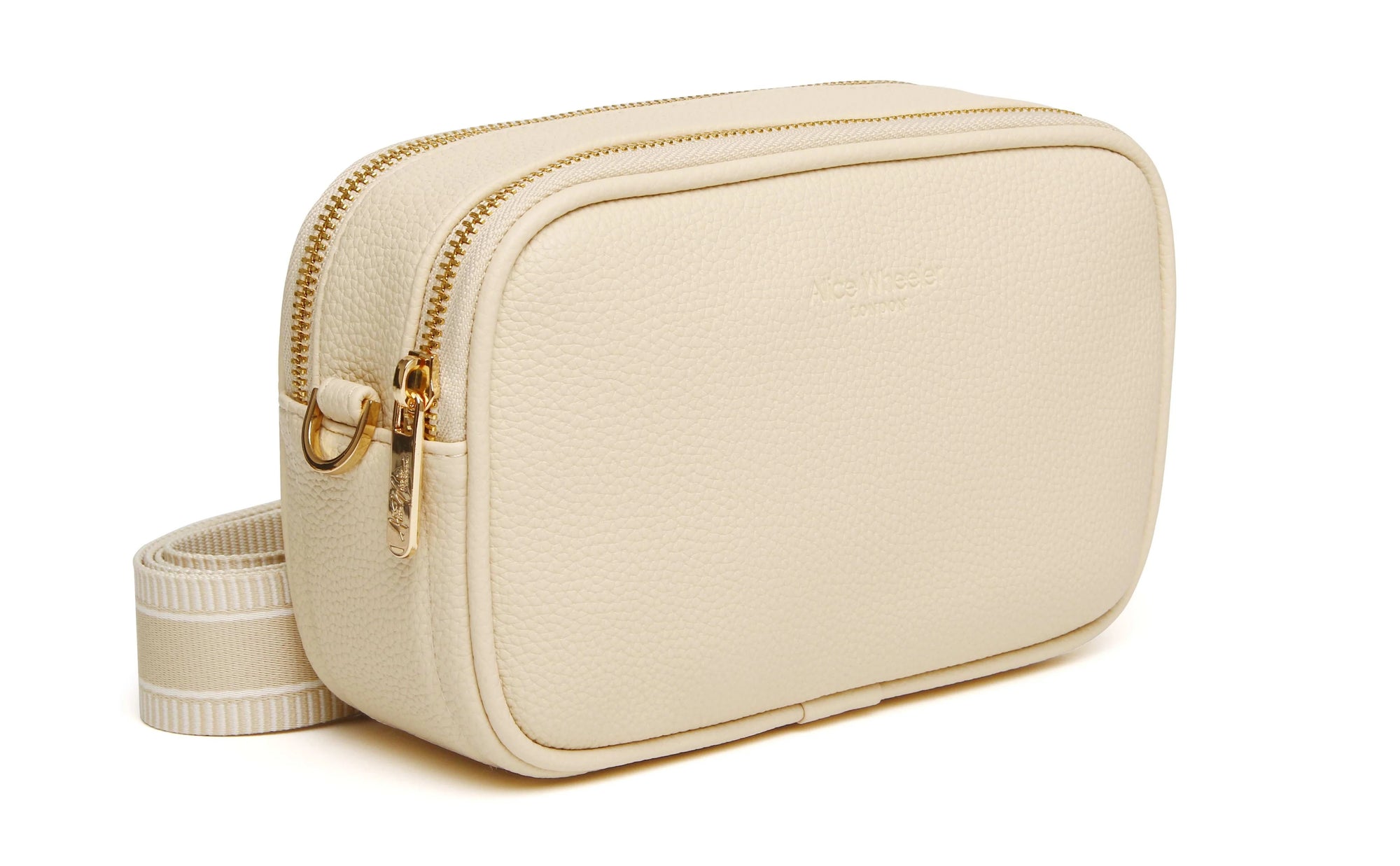 Alice Wheeler Pimlico Double Zip Small Crossbody Handbag - Ivory