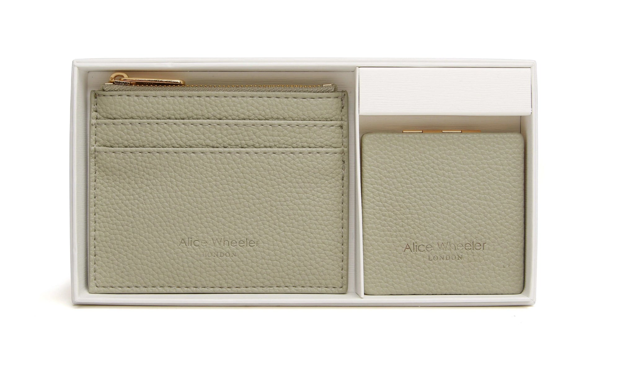 Alice Wheeler Pistachio Green Purse & Square Mirror Set - Gift Boxed