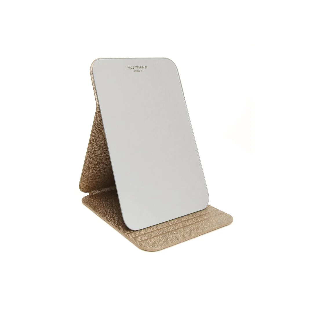 Alice Wheeler - Bronze - Faux Leather Folding Travel Mirror