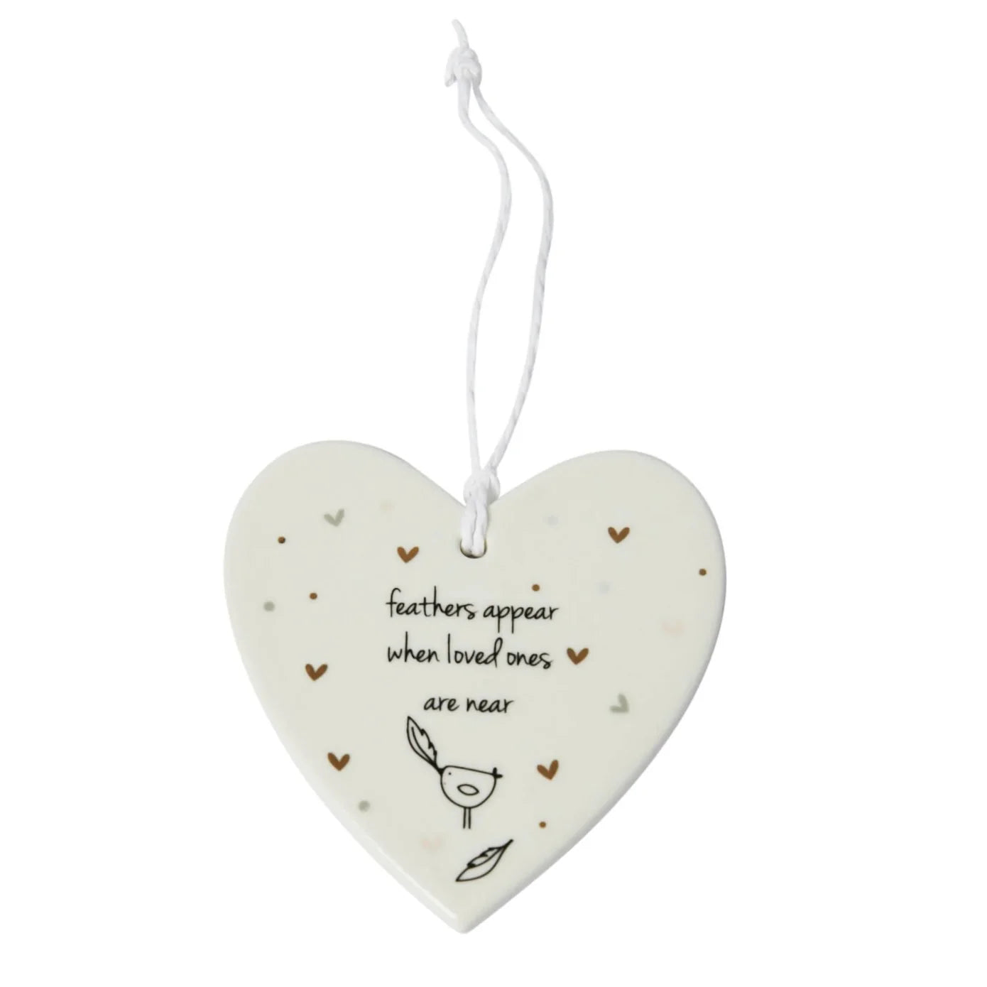 Belly Button Signature Hanging Heart Decoration - Feathers Appear When Loved Ones Are Near