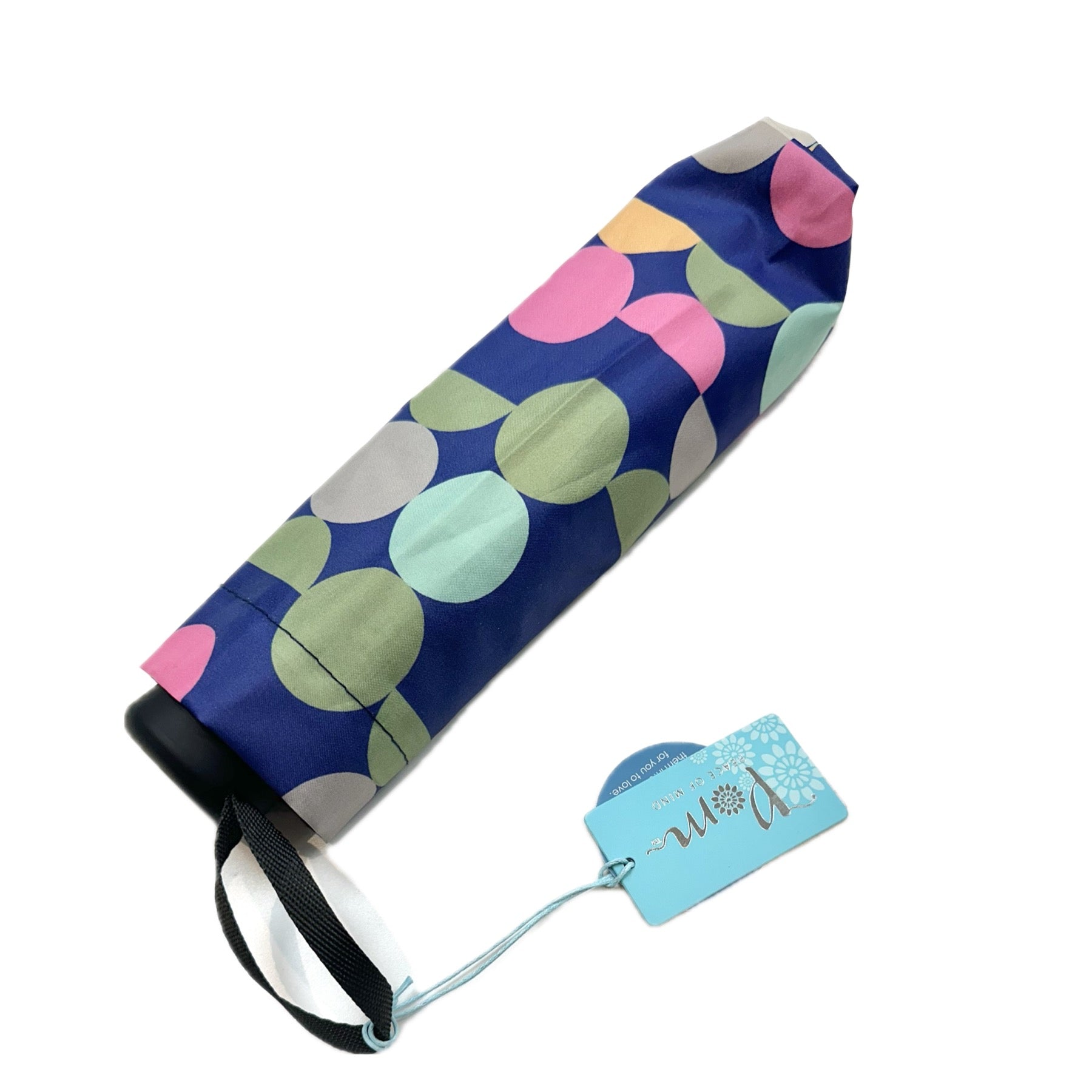 POM Navy Multi Geo Circles Print Umbrella