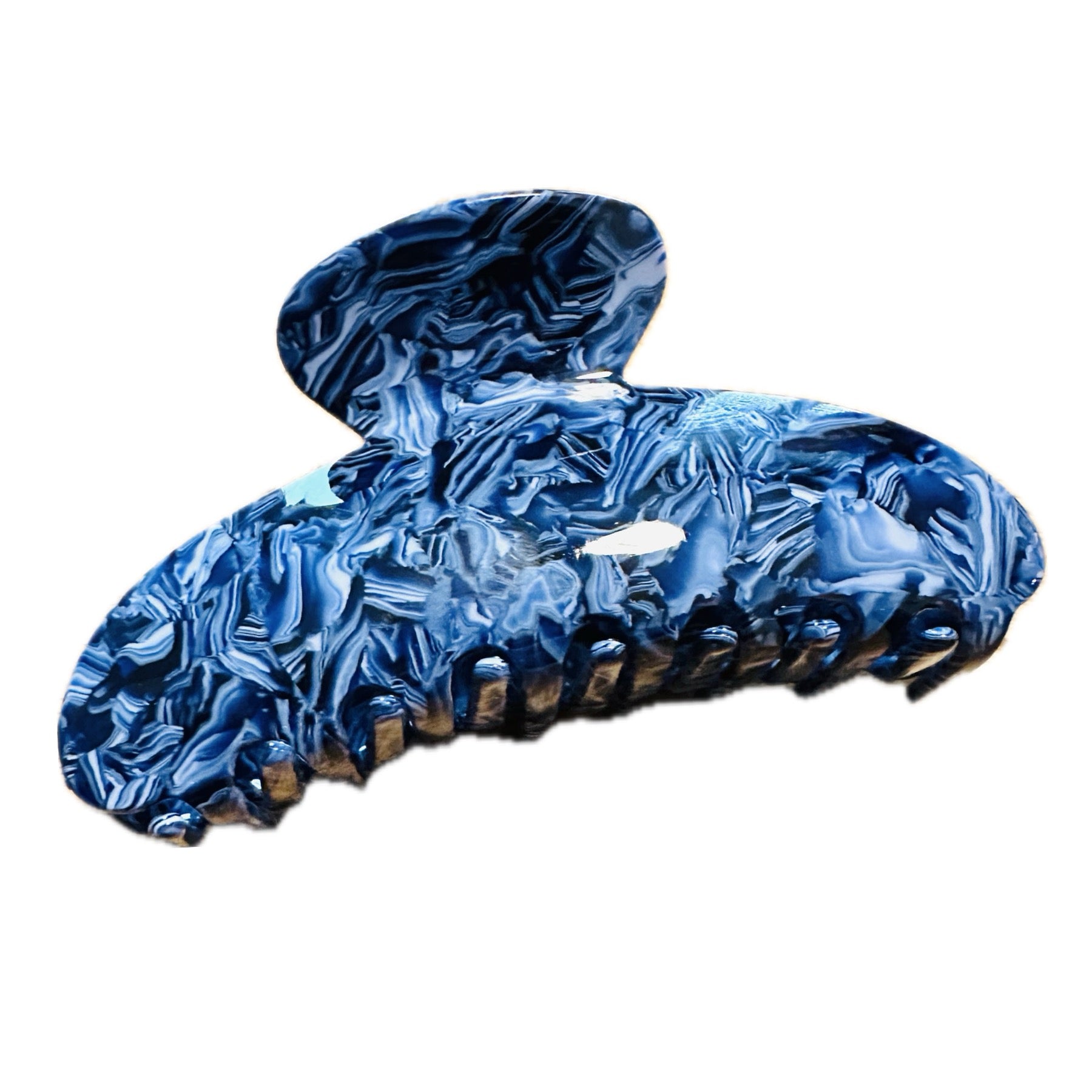 Park Lane Blue Marble Hair Claw Clip - Navy Blue