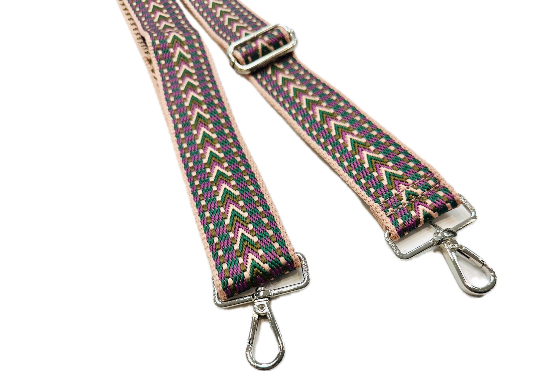 Chevron & Dots Print Bag Strap - Pink/Green/Purple