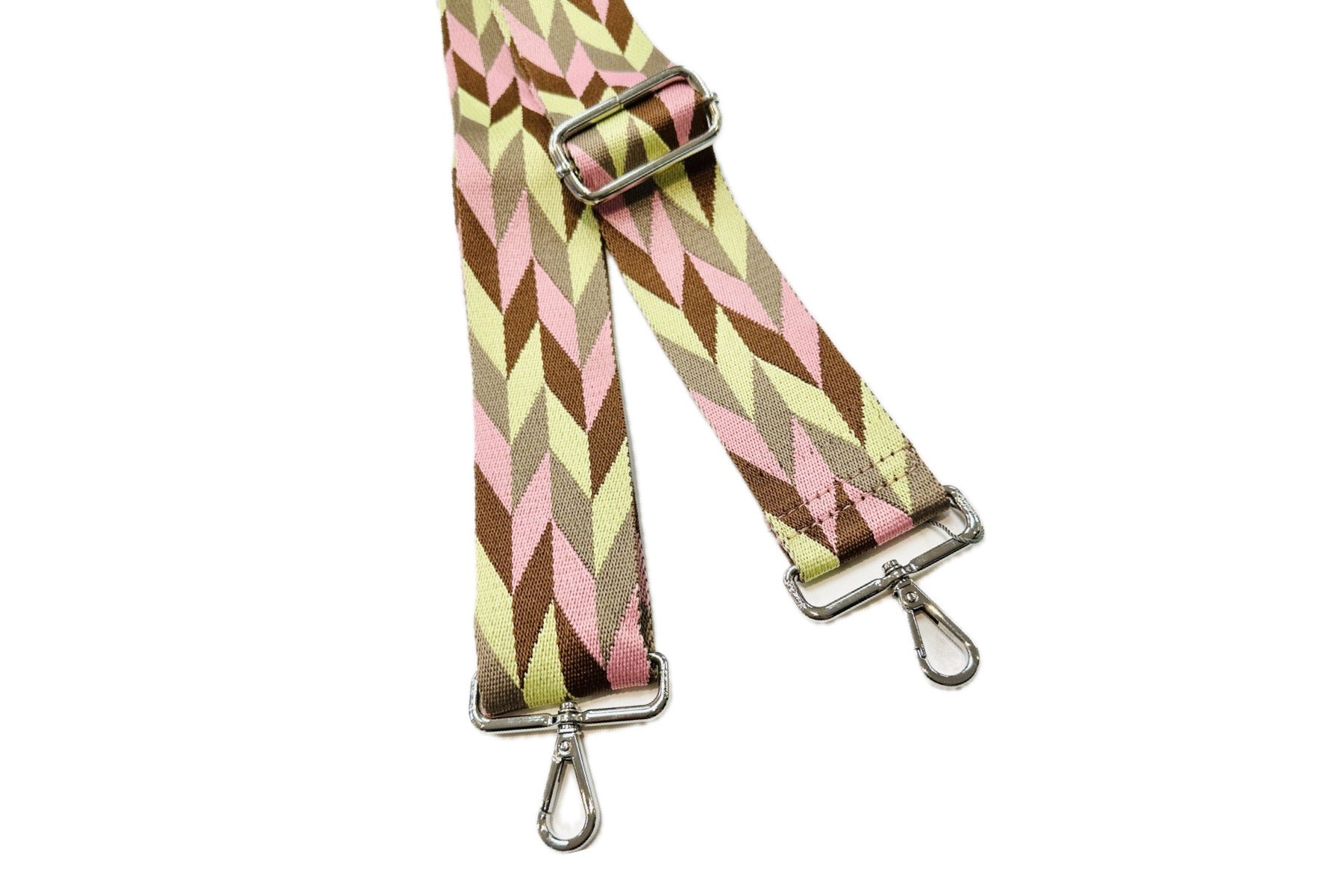 Multi Chevron Print Bag Strap - Pink/Pistachio/Gravel