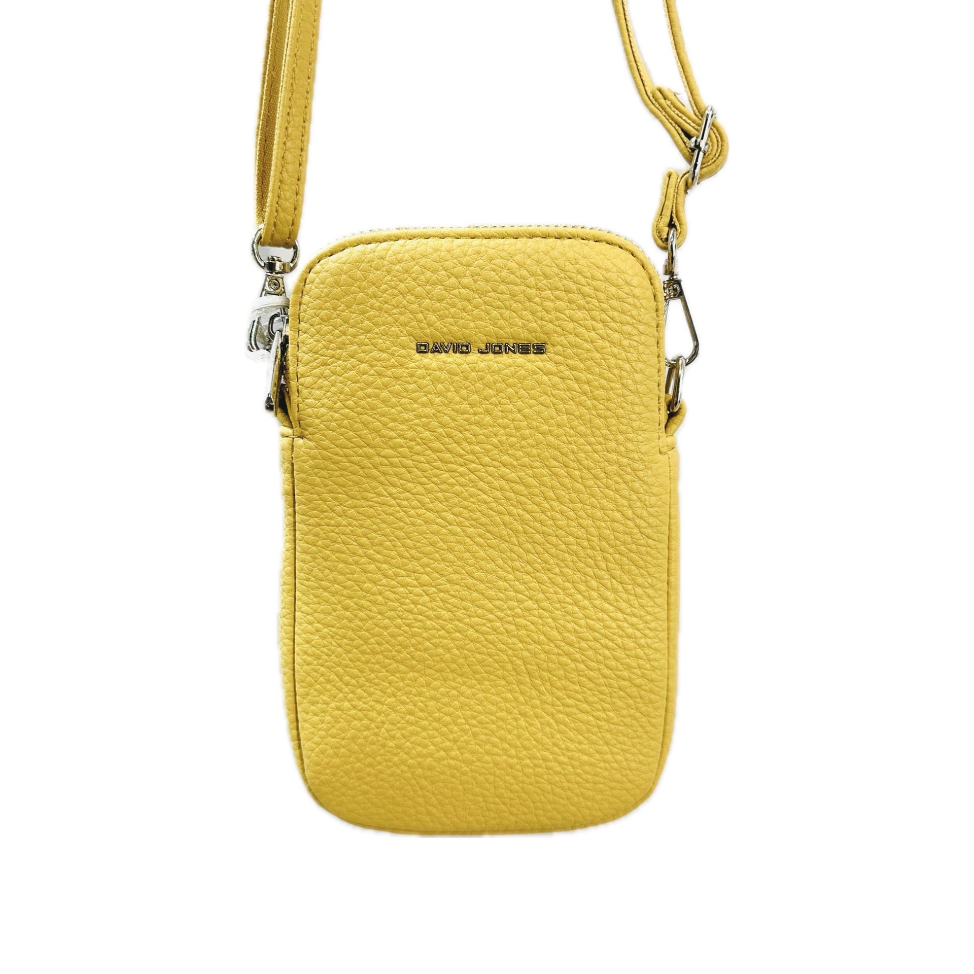 David Jones (NV6937-1) Single Phone Crossbody Handbag - Yellow - Silver fittings