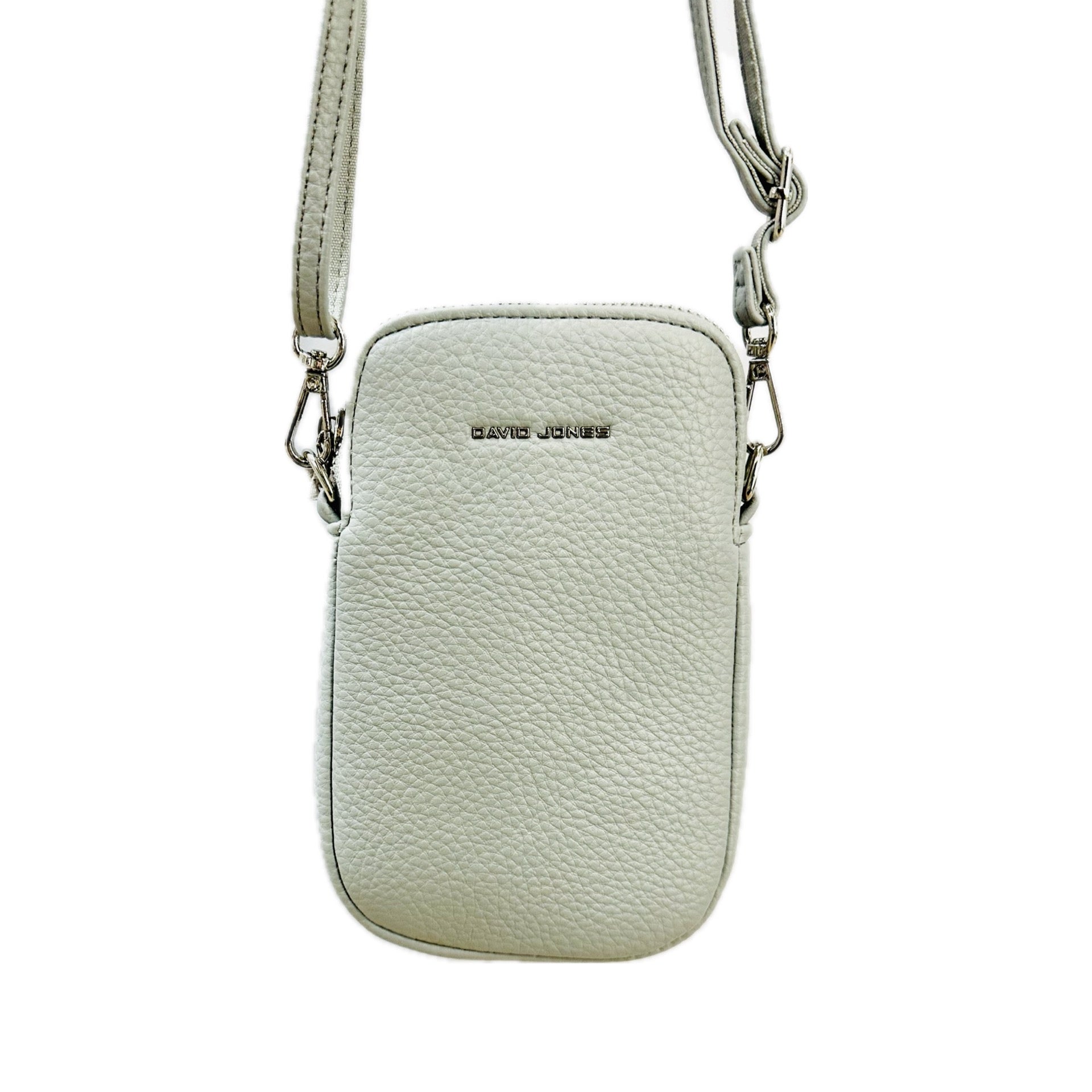 David Jones (NV6937-1) Single Phone Crossbody Handbag - Glacier (Grey) - Silver fittings
