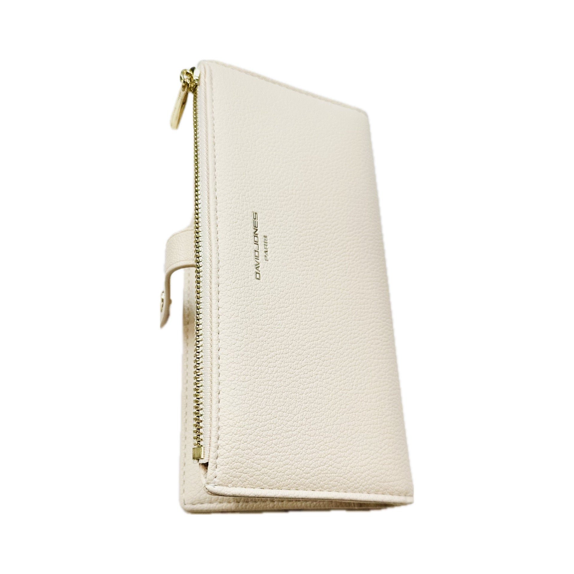 David Jones Faux Pebble Leather Long Slimline Flap Over Zip Purse - Scallop Shell