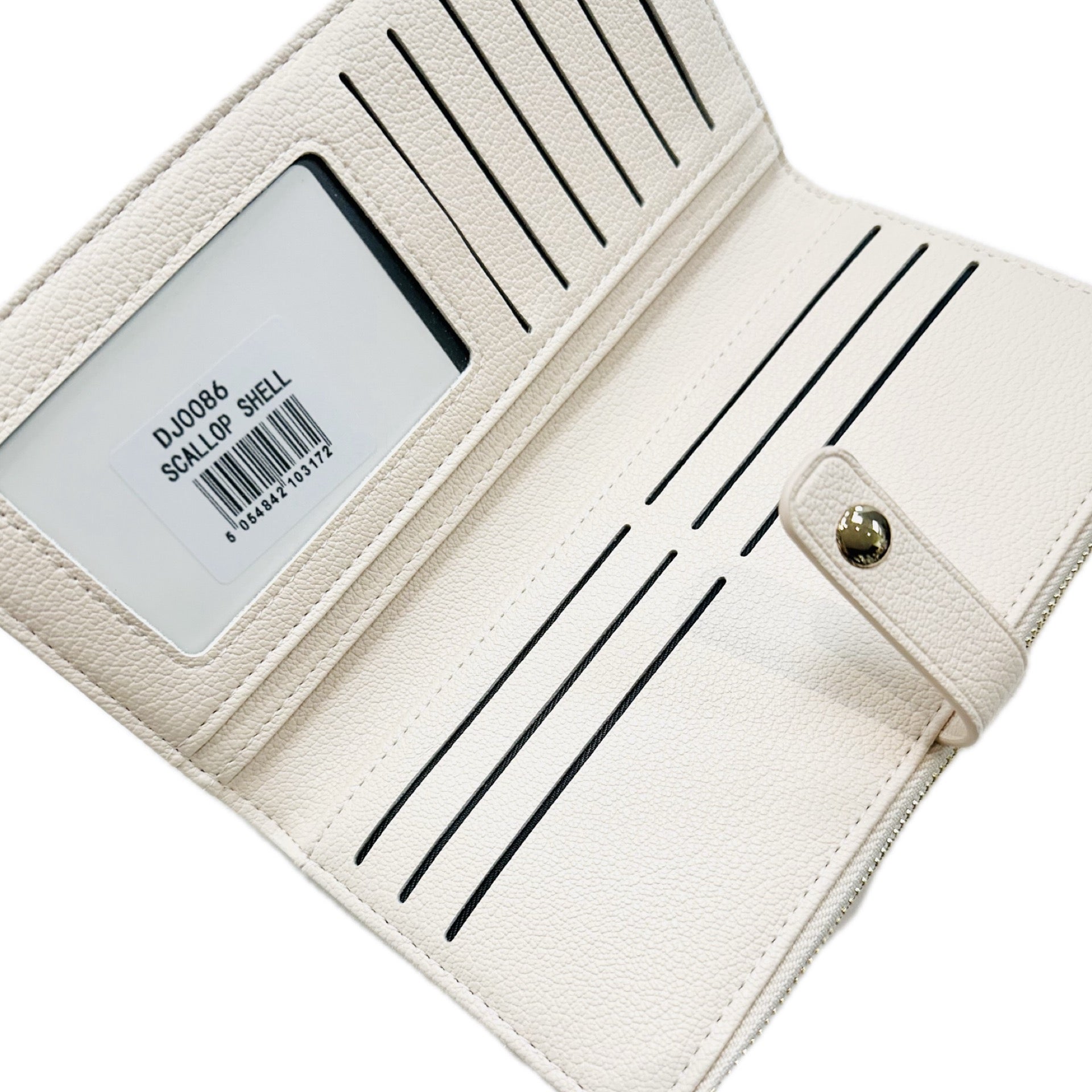 David Jones Faux Pebble Leather Long Slimline Flap Over Zip Purse - Scallop Shell