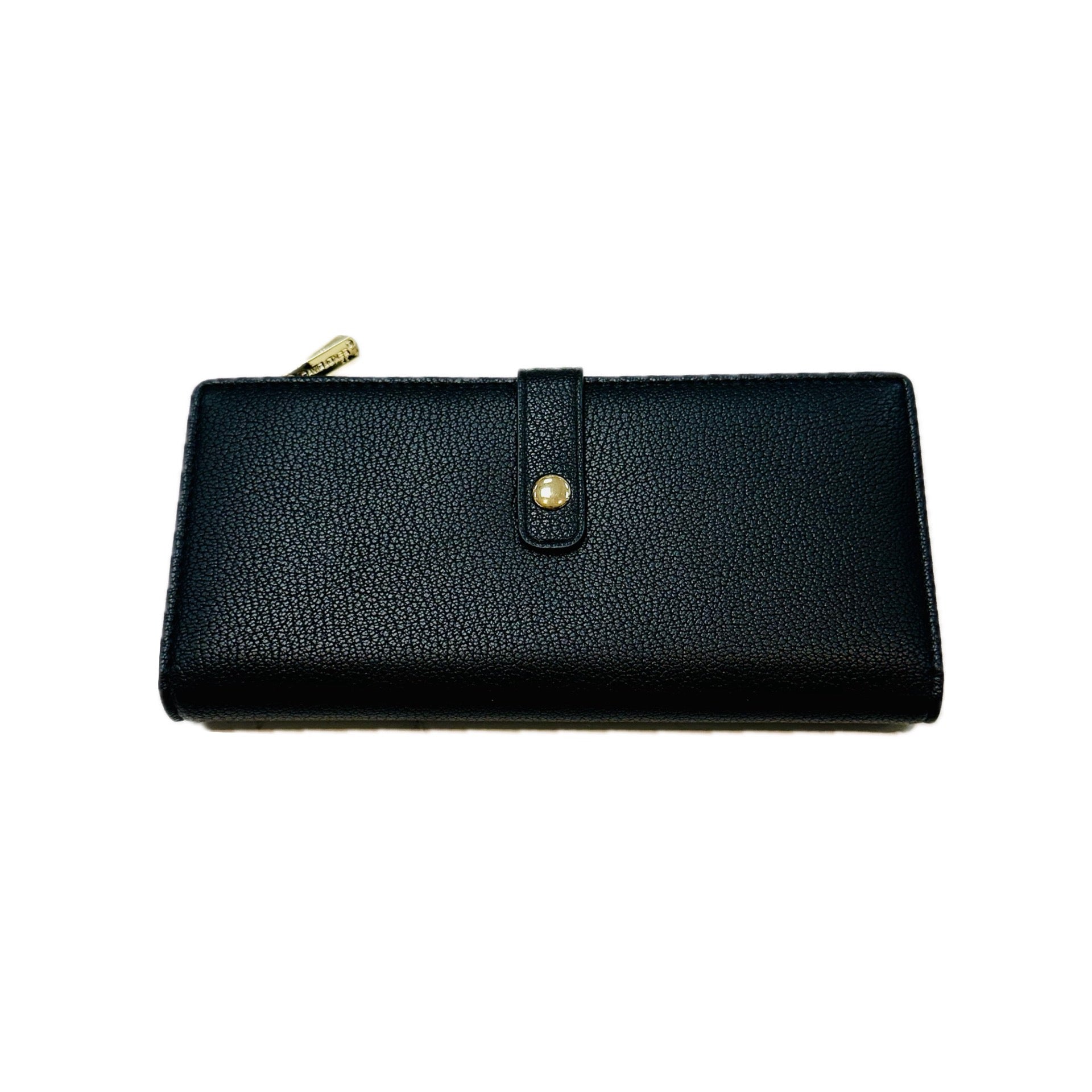 David Jones Faux Pebble Leather Long Slimline Flap Over Zip Purse - Black