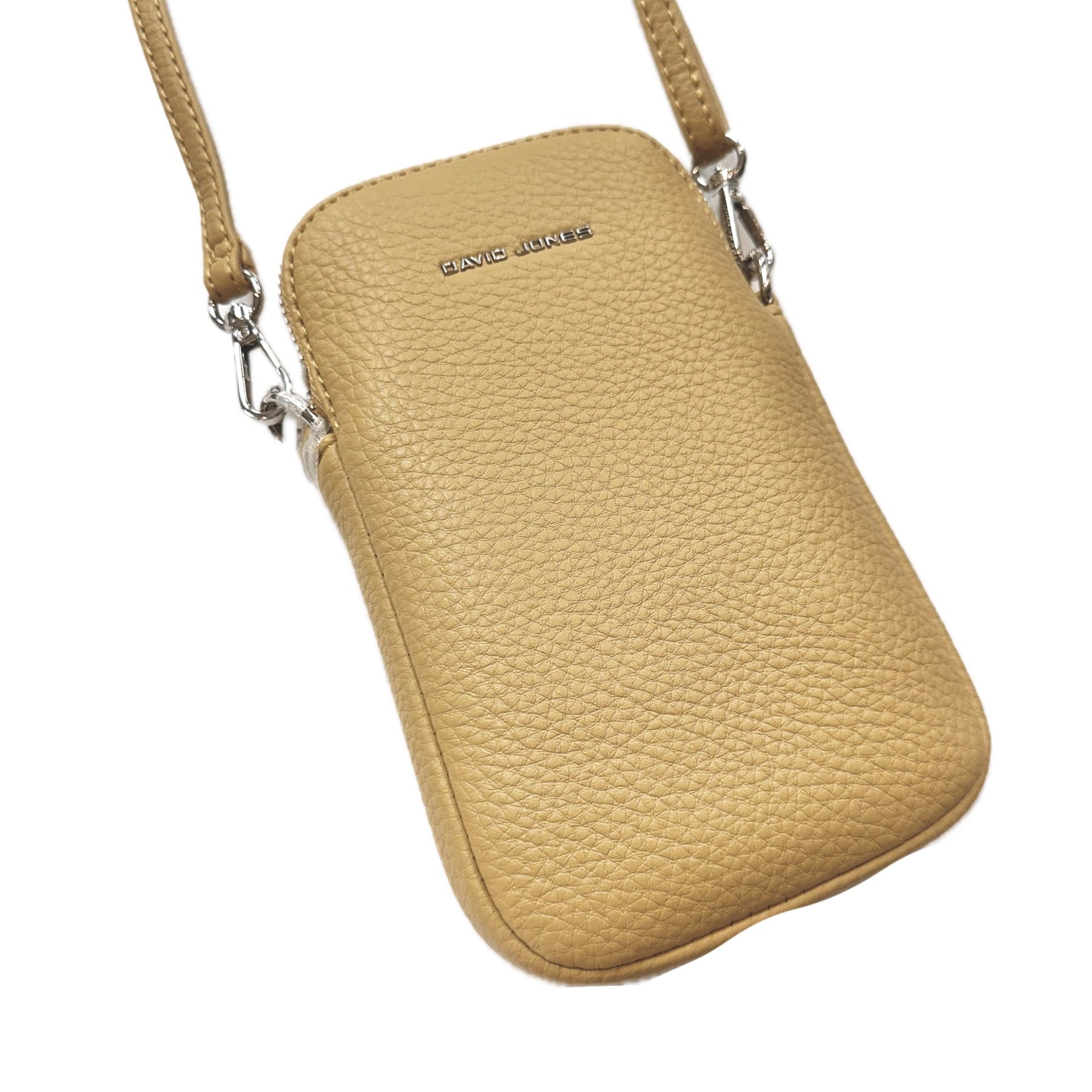 David Jones (NV6937-1) Single Phone Crossbody Handbag - Soft Mustard - Silver fittings