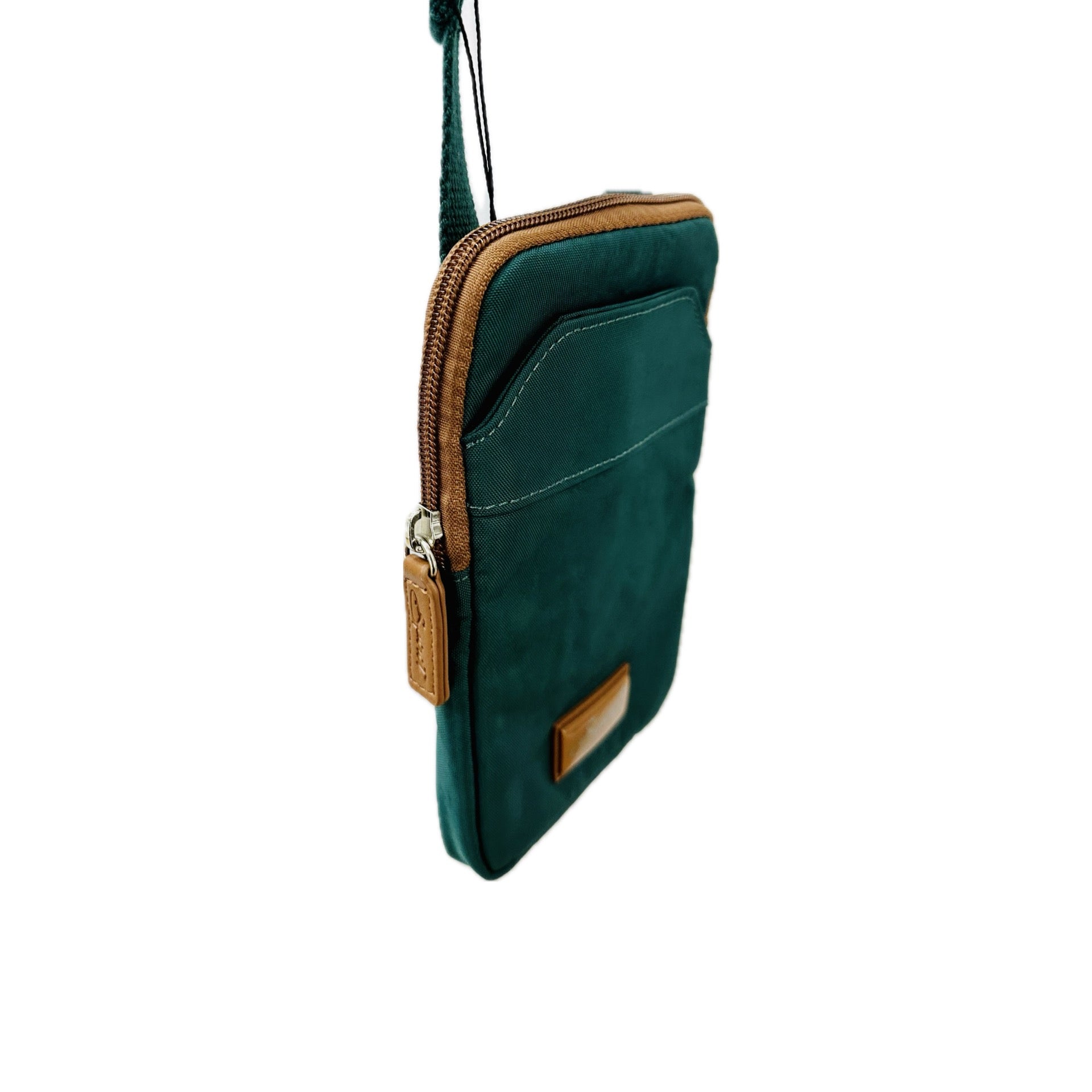 Spirit - (6890N) Lightweight Mini Slimline Phone Crossbody Handbag - Forest Green/Tan