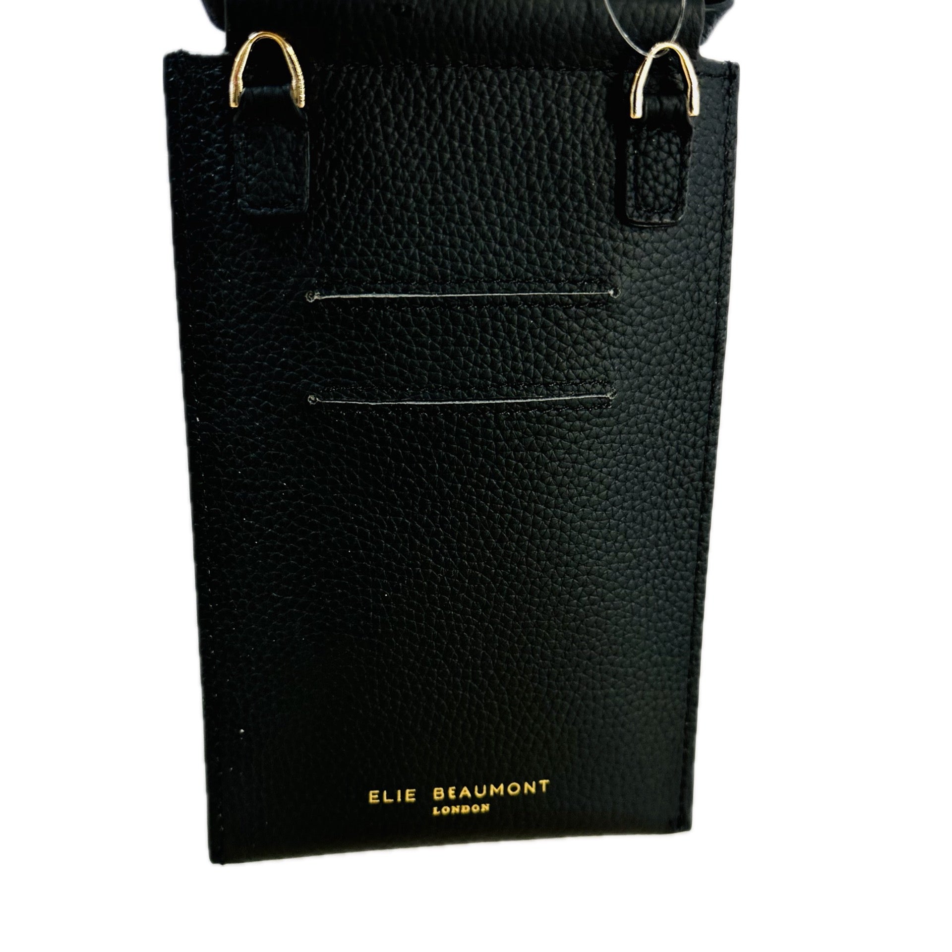 Elie Beaumont Designer Leather Phone Crossbody Bag - SS25 Black (GOLD Fittings)