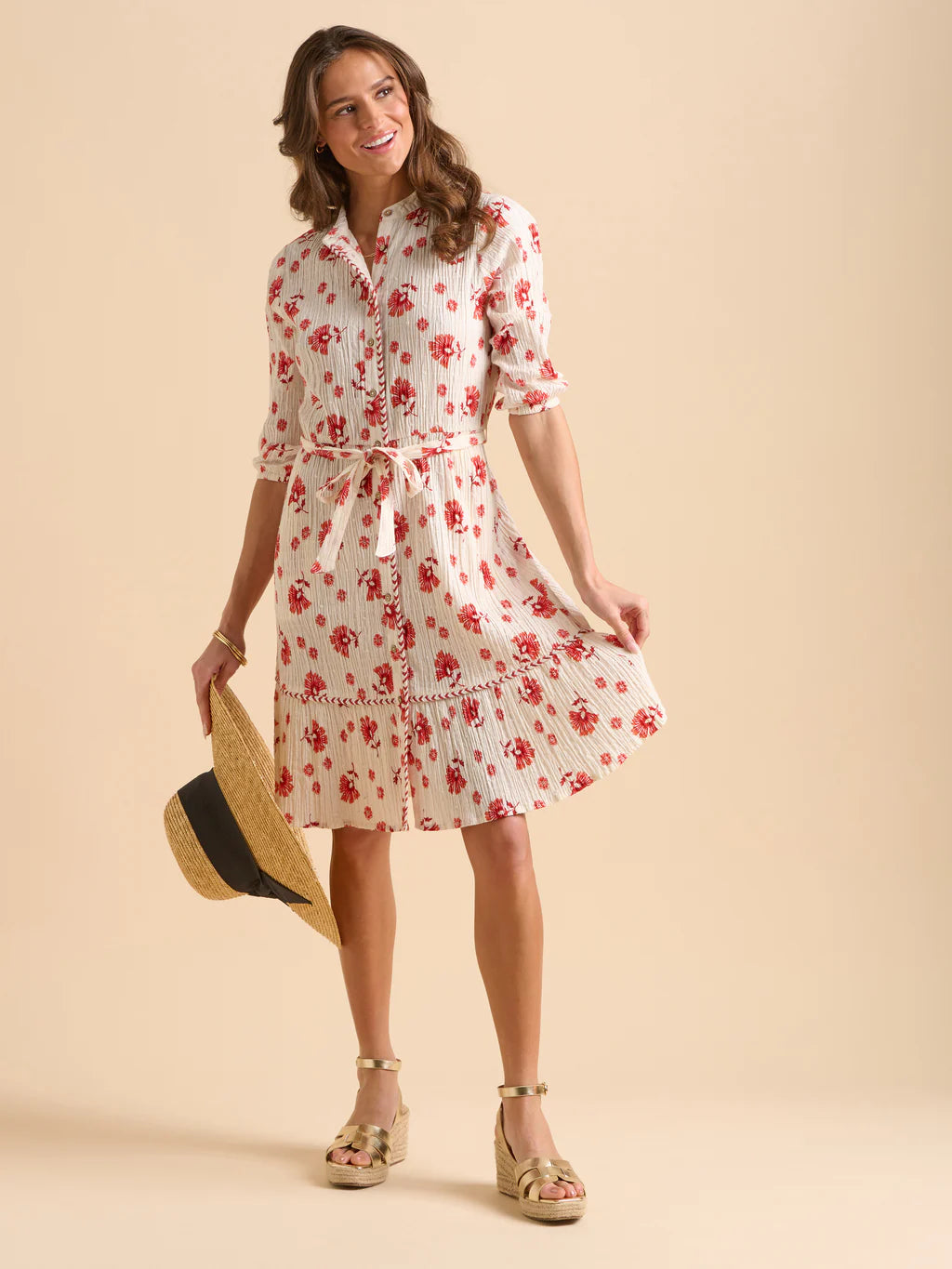 Brakeburn Fan Floral Knee Length Dress