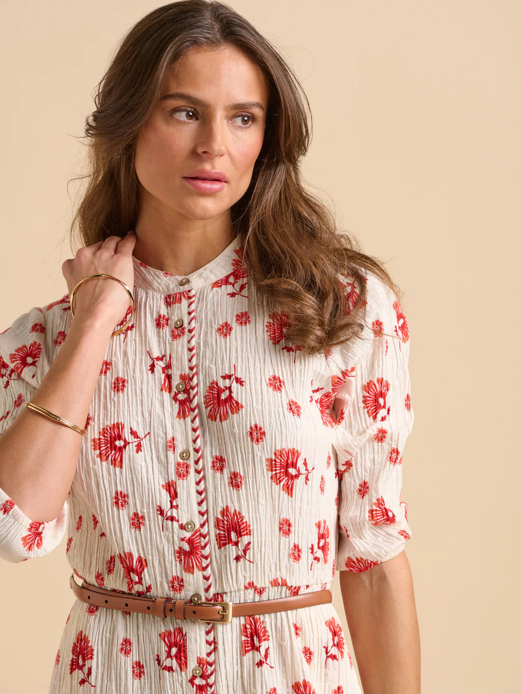 Brakeburn Fan Floral Knee Length Dress