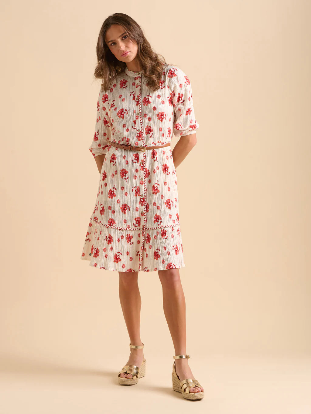 Brakeburn Fan Floral Knee Length Dress