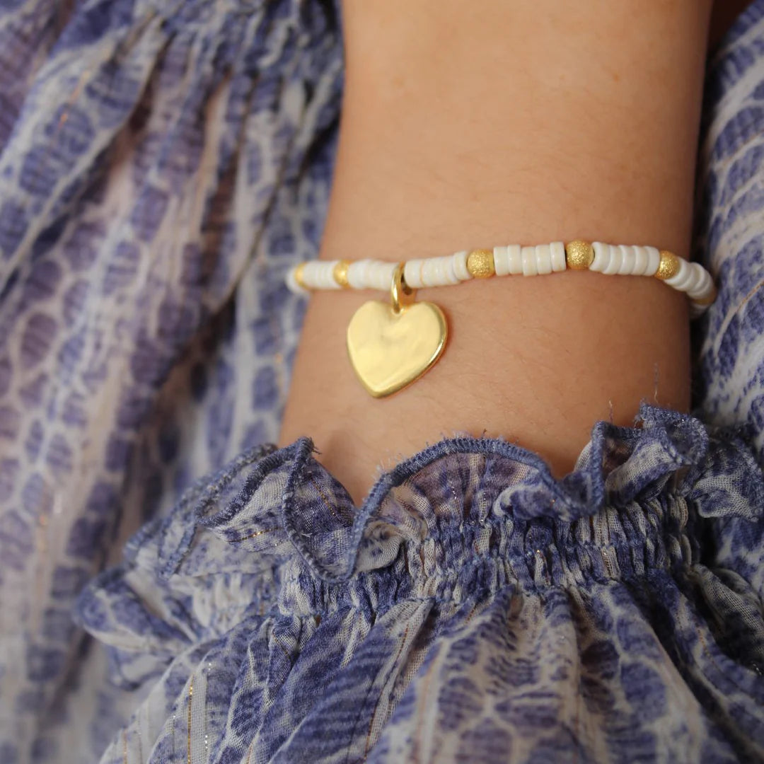Orli Island Treasures Maui Heart Bracelet - Cream/Gold