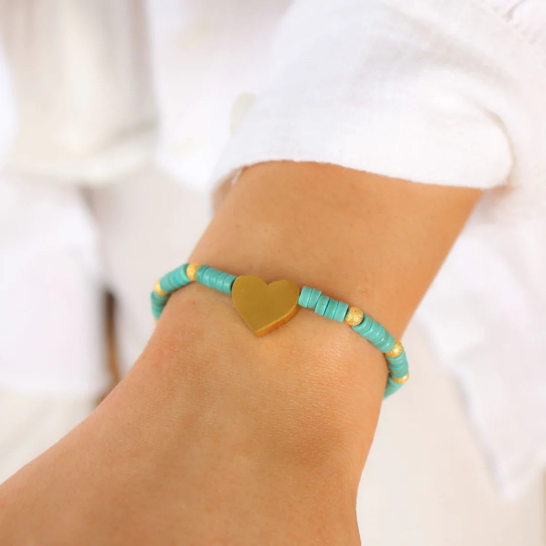 Orli Island Treasures Kos Heart Bracelet - Turquoise/Gold