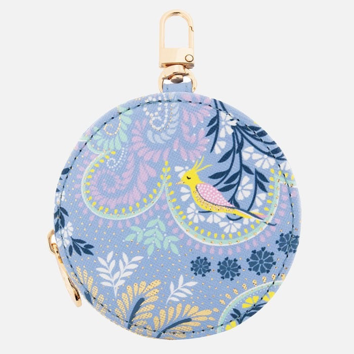 Sara Miller Ostrich & Palms Compact Mirror & Pouch Keyring/Bag Charm