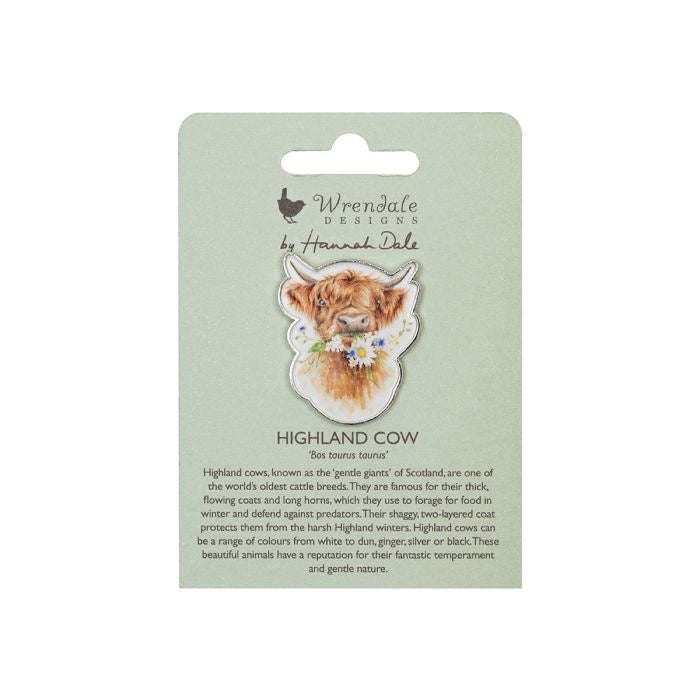 'Daisy Coo' Highland Cow Pin Badge - Wrendale Designs