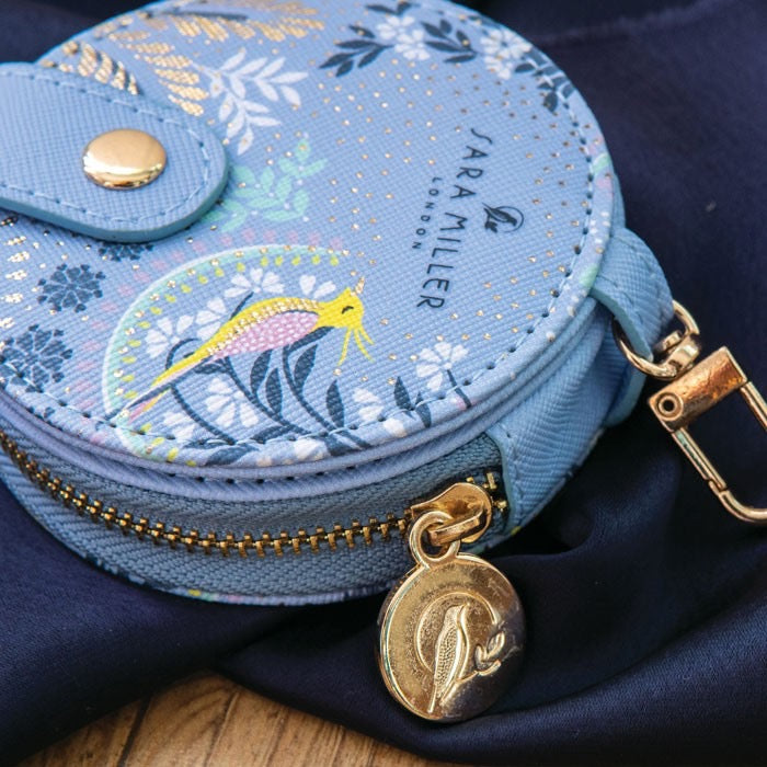 Sara Miller Ostrich & Palms Compact Mirror & Pouch Keyring/Bag Charm