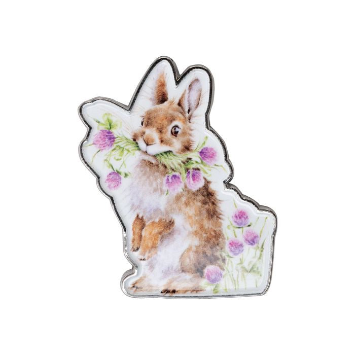 'Head Clover Heels' Rabbit Pin Badge - Wrendale Designs