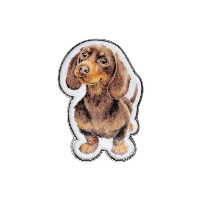 'Little Sausage' Dachshund Dog Pin Badge - Wrendale Designs