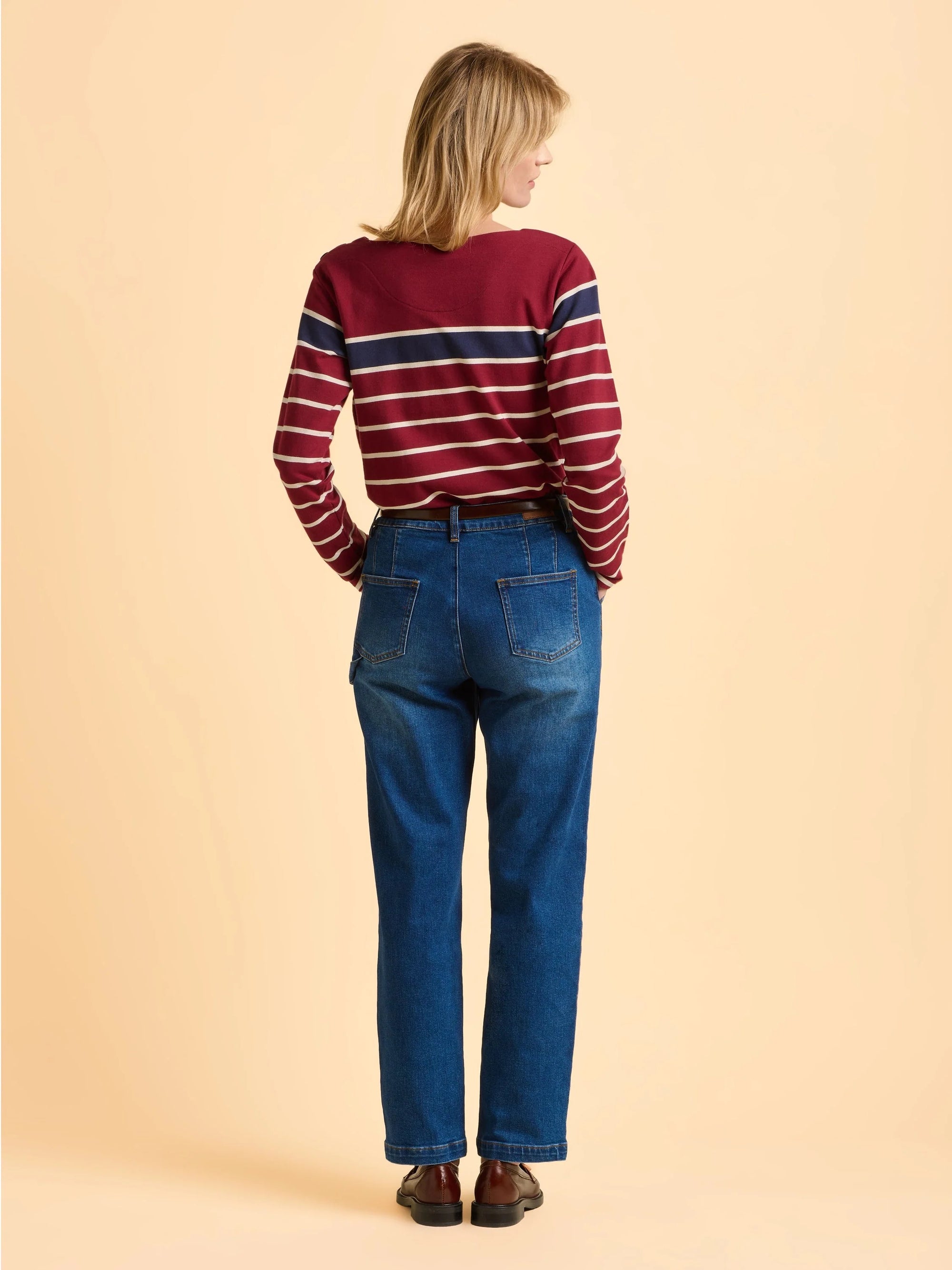 Brakeburn Classic Bella Crew Stripe Sweatshirt - Burgundy