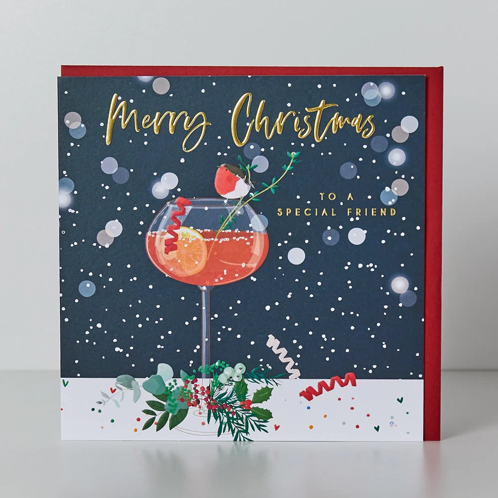 Belly Button Merry Christmas to a Special Friend - Robin & Cocktail Navy - Christmas Card