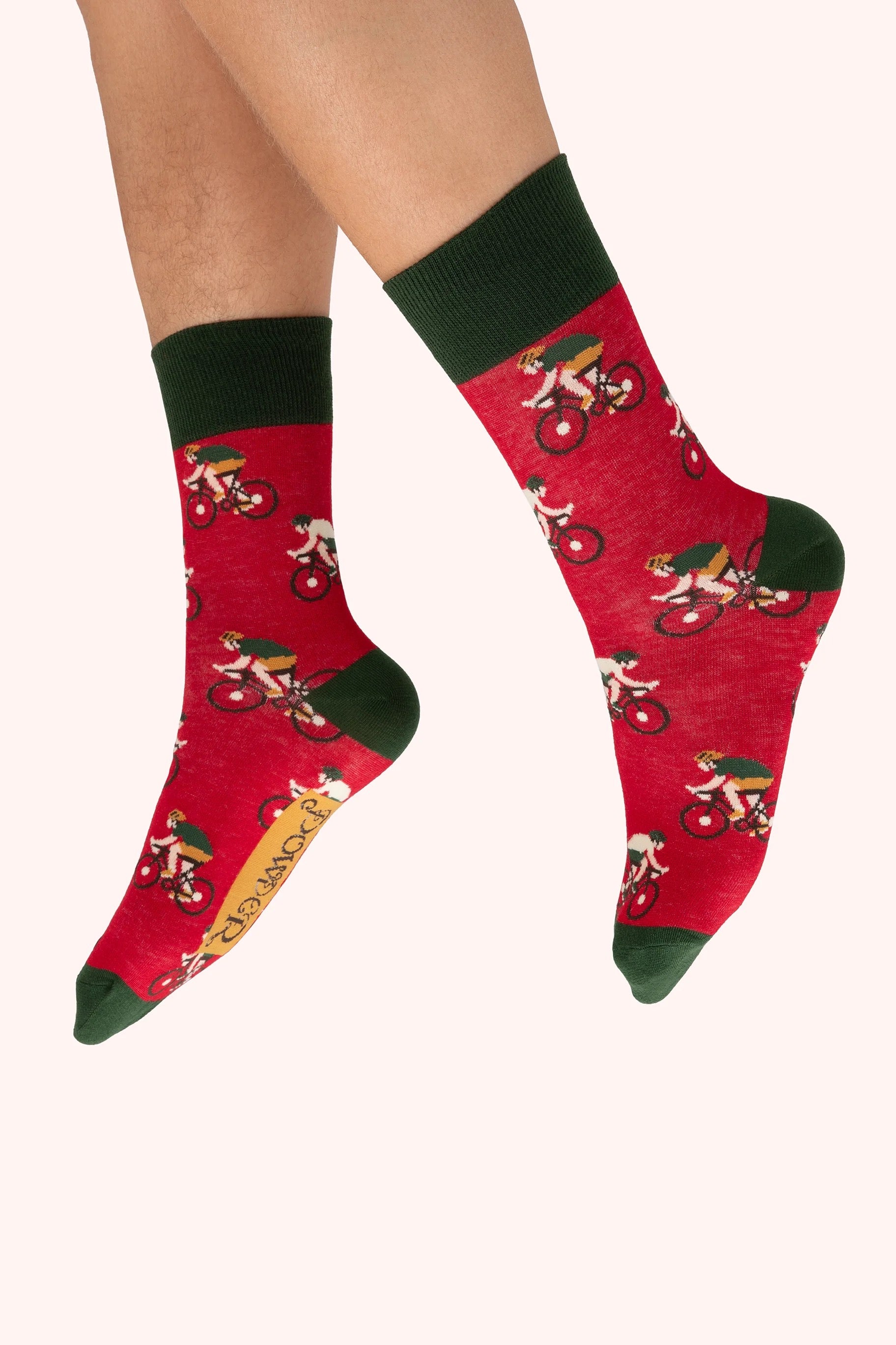 Powder MEN's Racing Bikes Bamboo Ankle Socks - Tomato