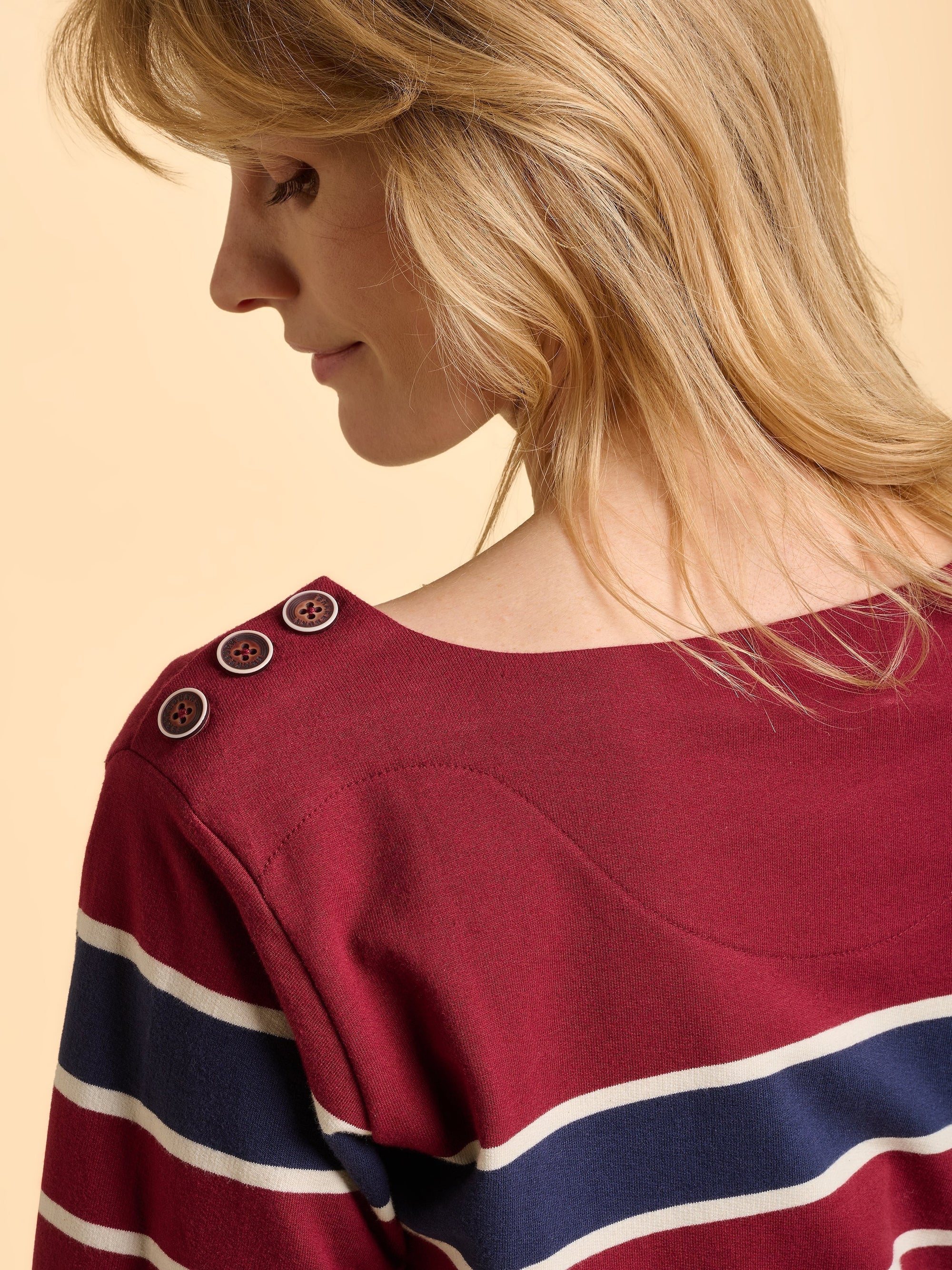 Brakeburn Classic Bella Crew Stripe Sweatshirt - Burgundy